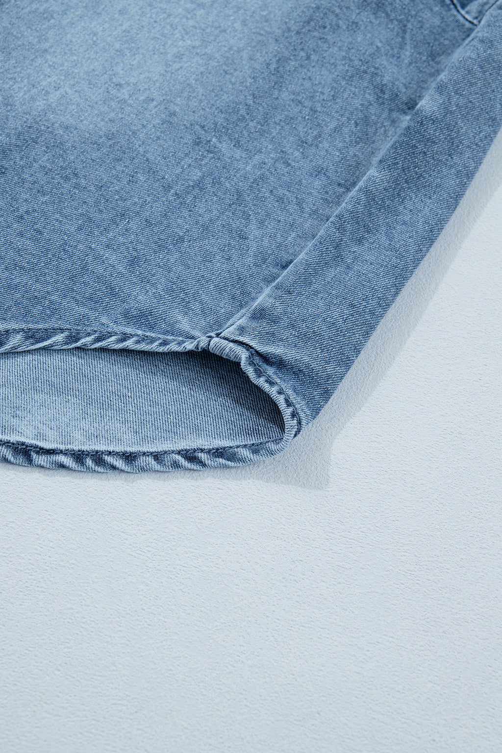 Frilled Short Sleeve Denim Shirt