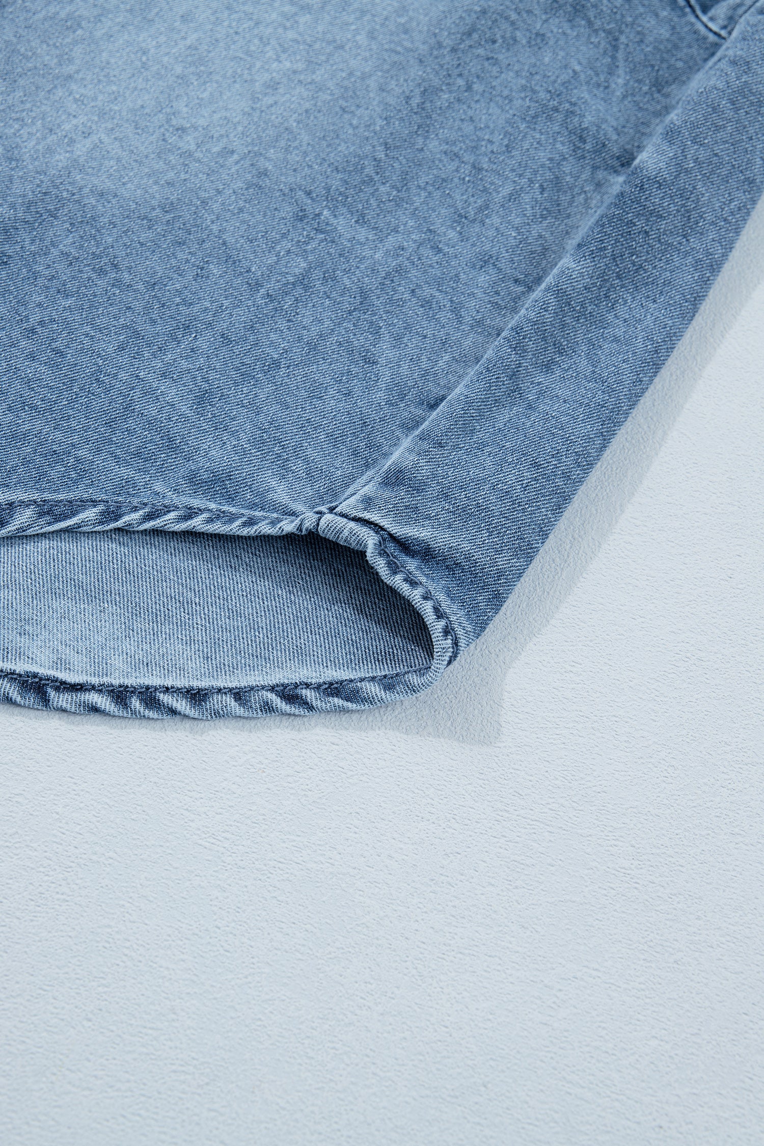 Frilled Short Sleeve Denim Shirt