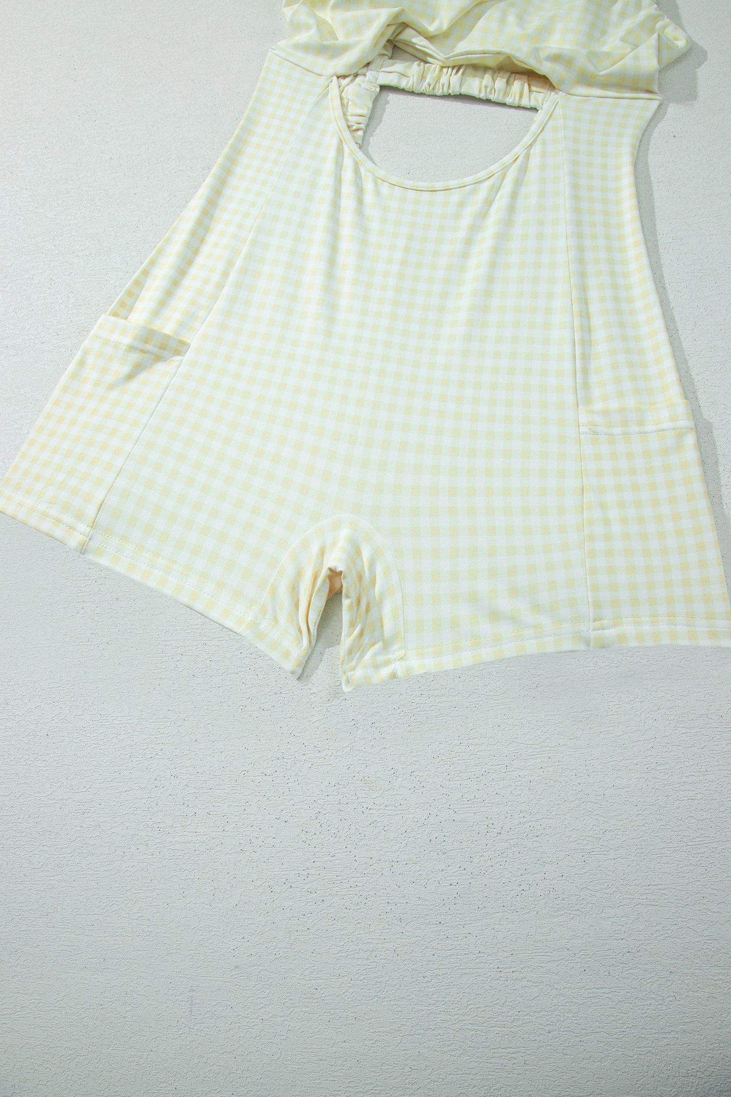 White Faux Two Piece Gingham Contrast Patchwork Loose Mini Dress