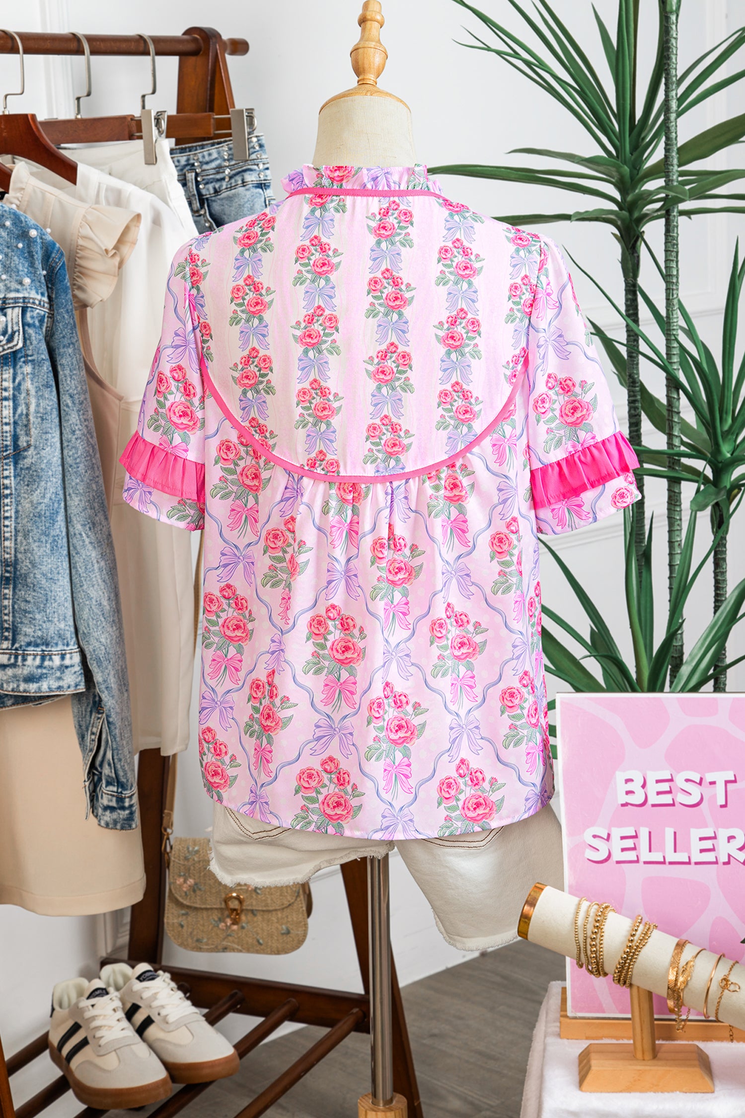 Blooming Floral Bow Blouse