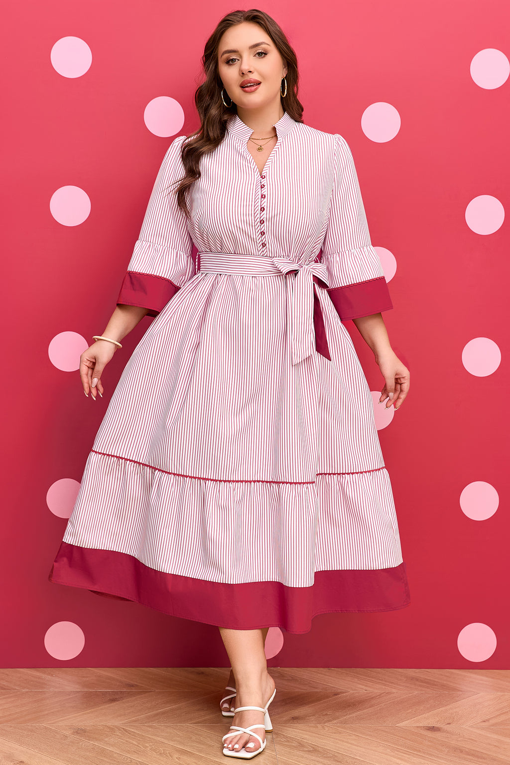 Sweetheart Stripe Midi Dress