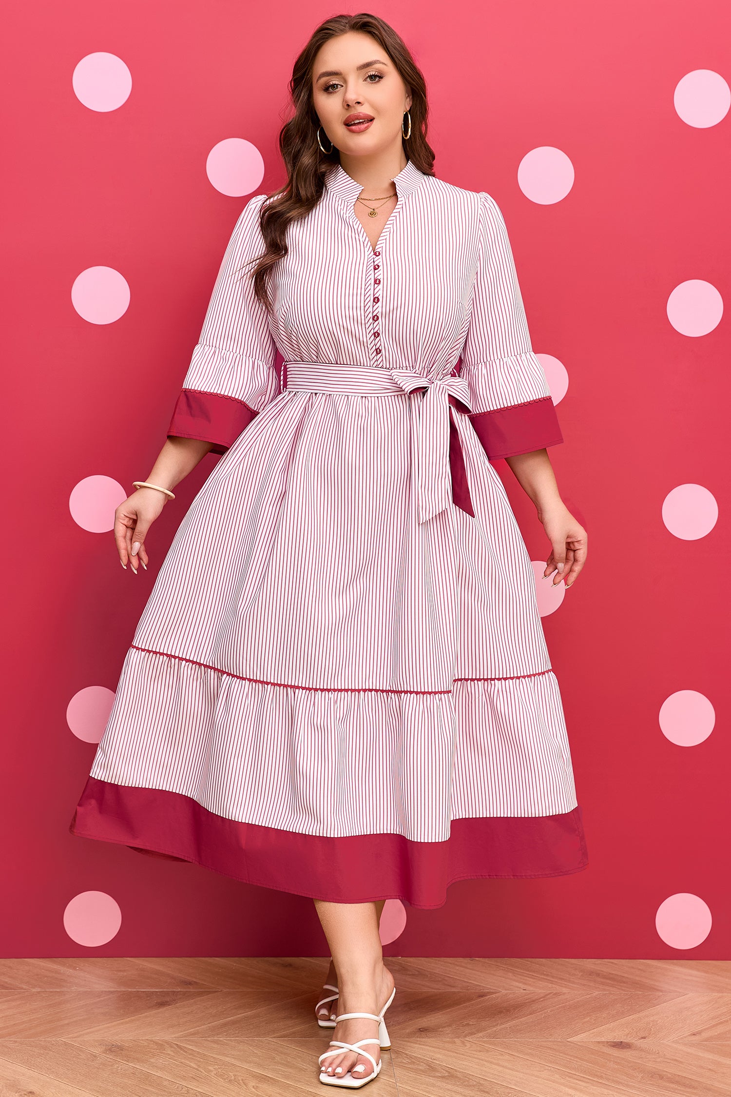 Sweetheart Stripe Midi Dress