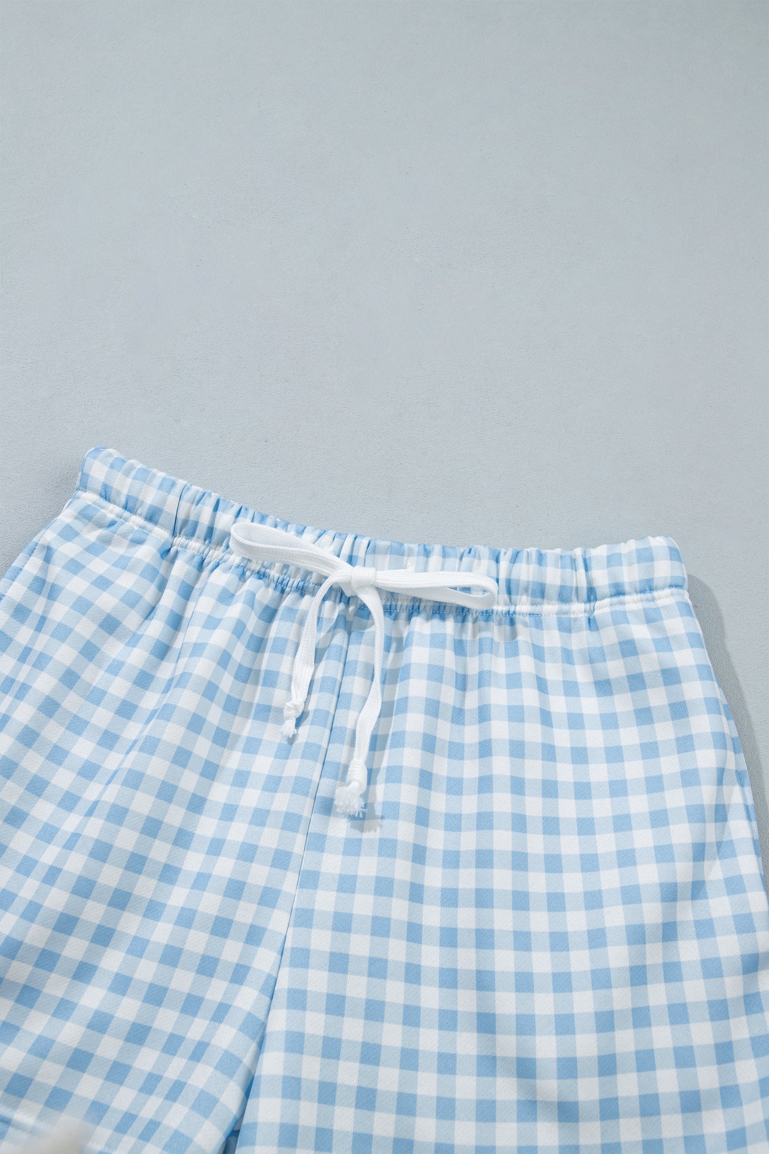 Pink Plaid Baggy Pullover Drawstring Casual Shorts 2pcs Outfit