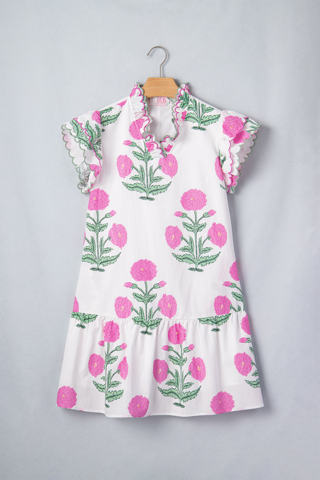 White Wild Floral Mini Dress
