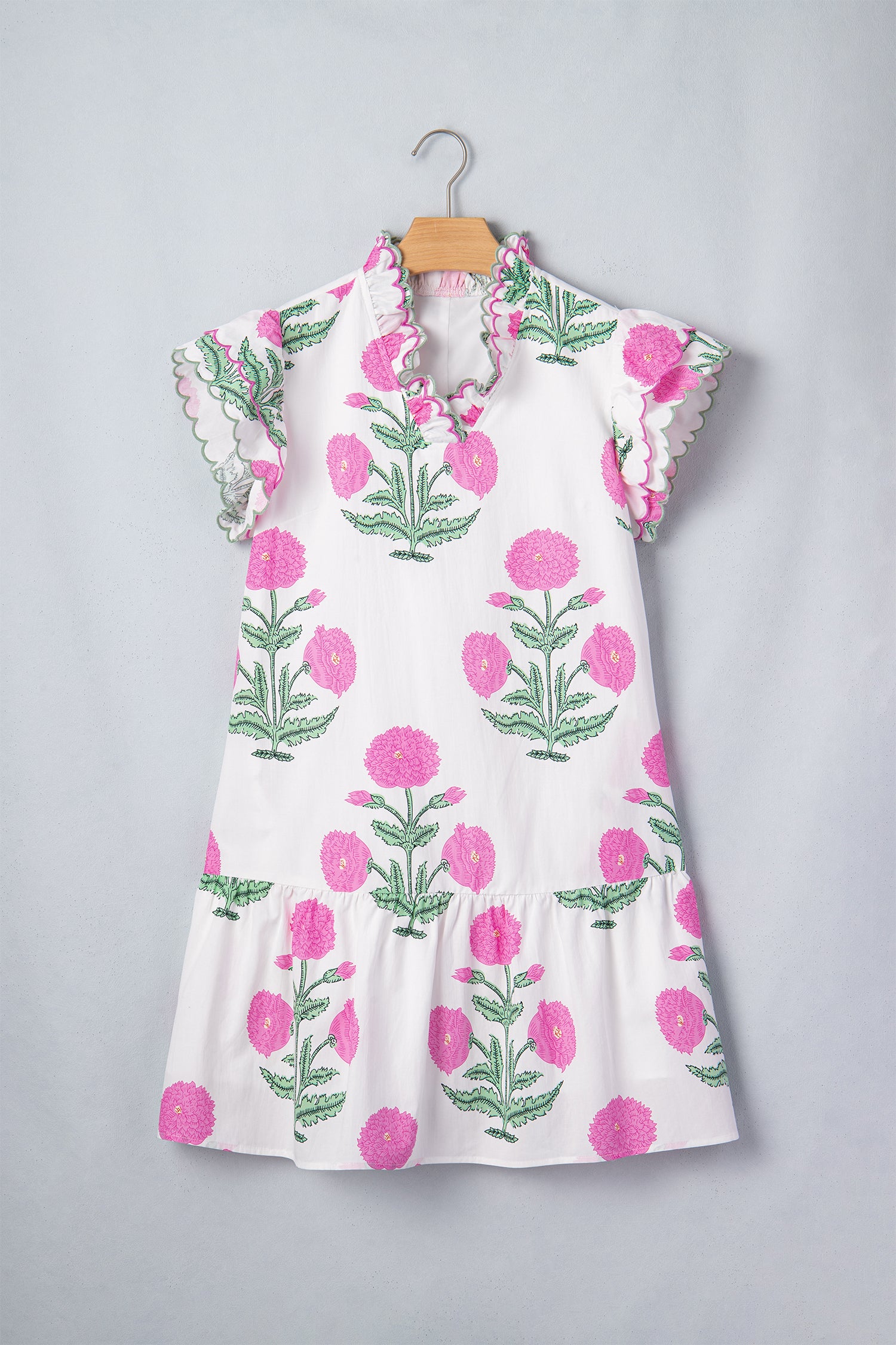 White Wild Floral Mini Dress