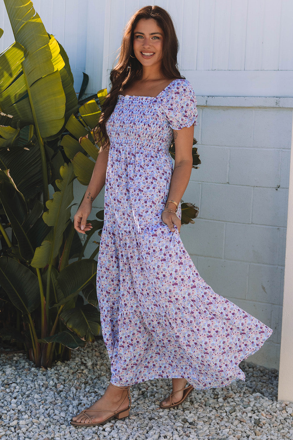 Violet Floral Maxi Dress