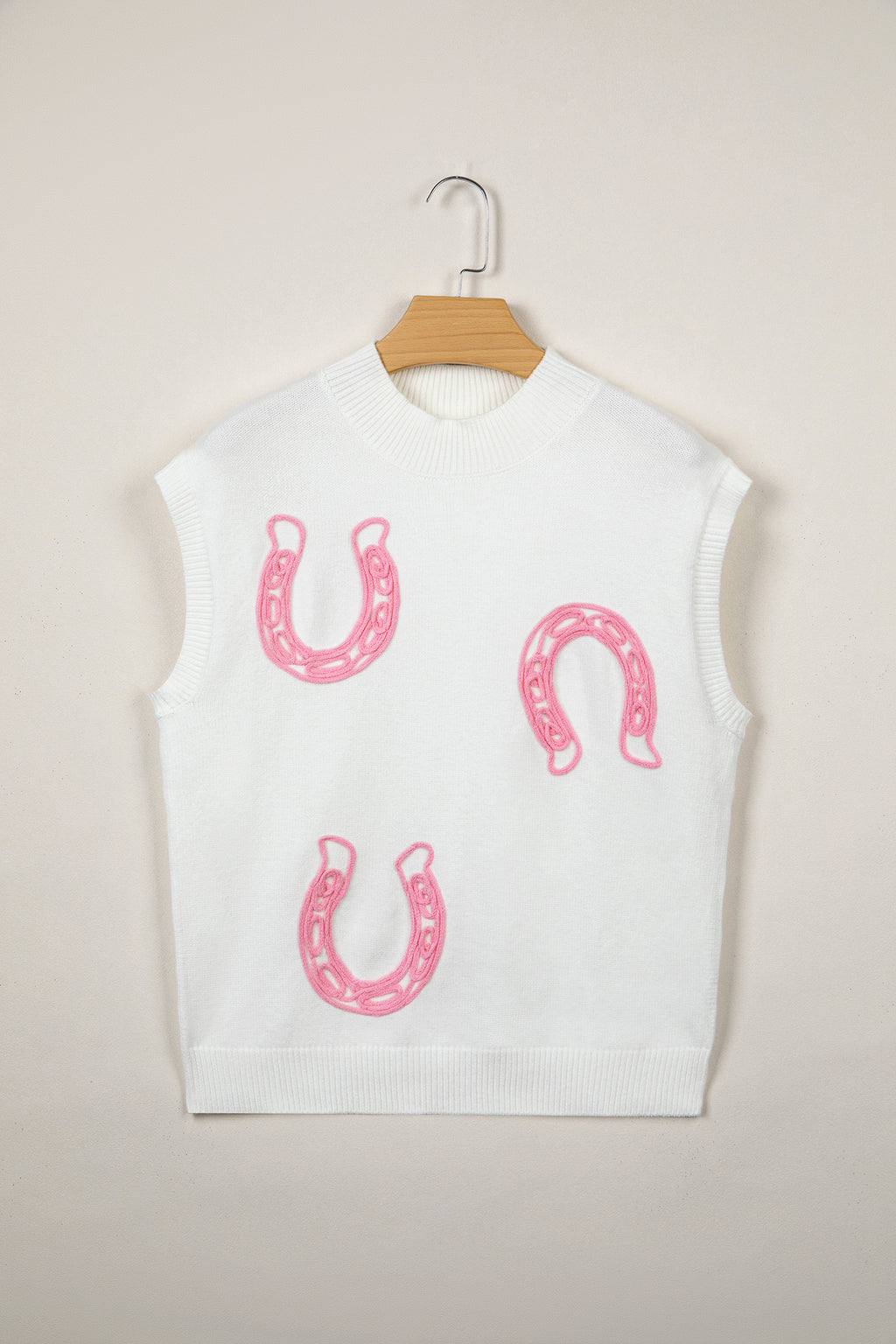 White Corded Horseshoes Sweater