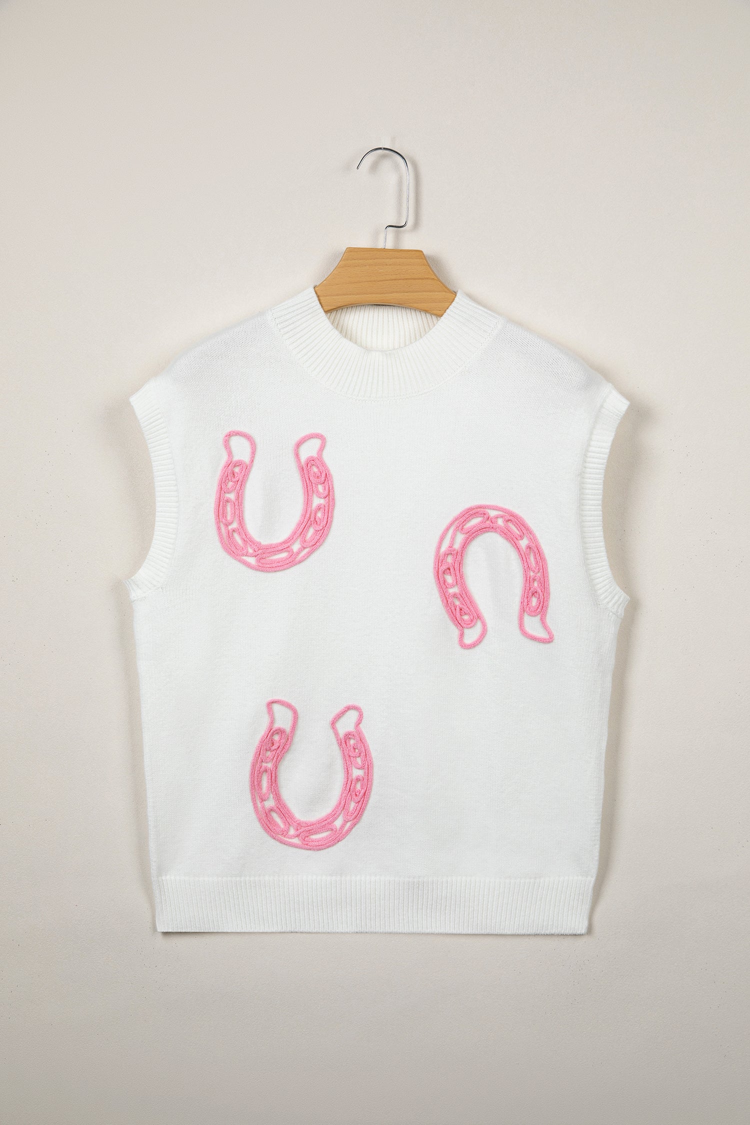 White Corded Horseshoes Sweater