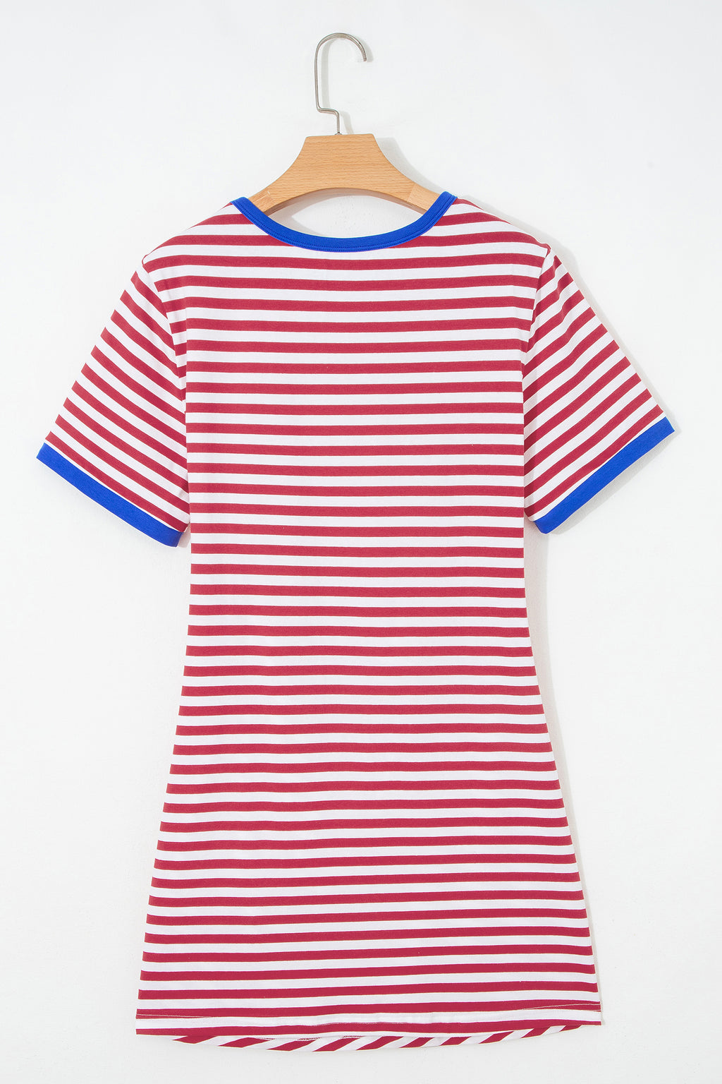 Red Nautical Tie Contrast Trim Round Neck T Shirt Mini Dress