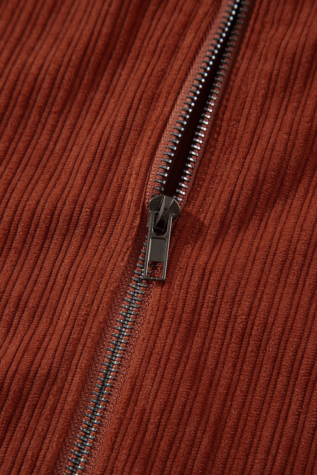 Clay Ribbed Corduroy Zip-Up Sleeveless Pocket Sheath Dress