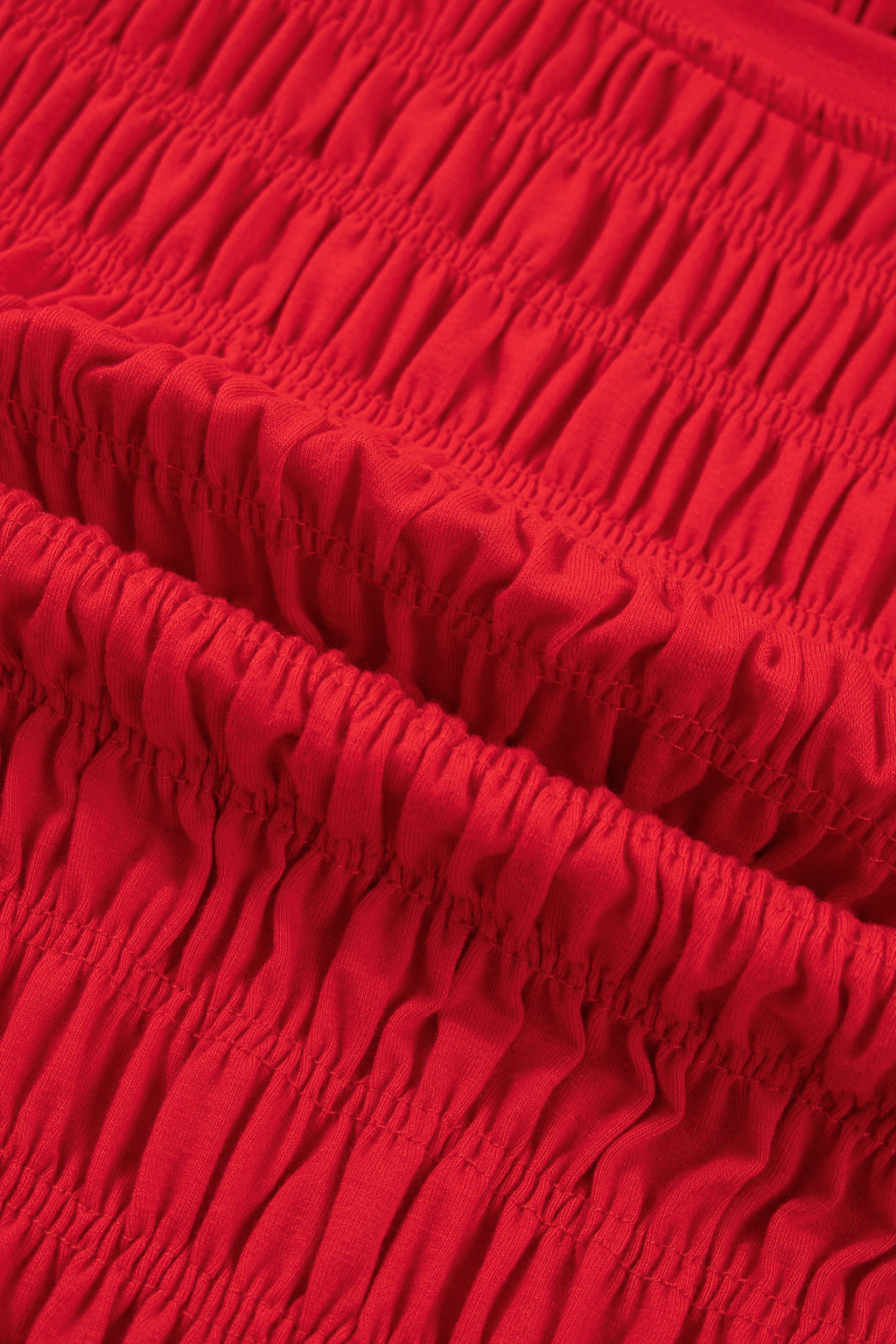 Fiery Red Shirred Slim Fit Ruffle Hem Tank Top