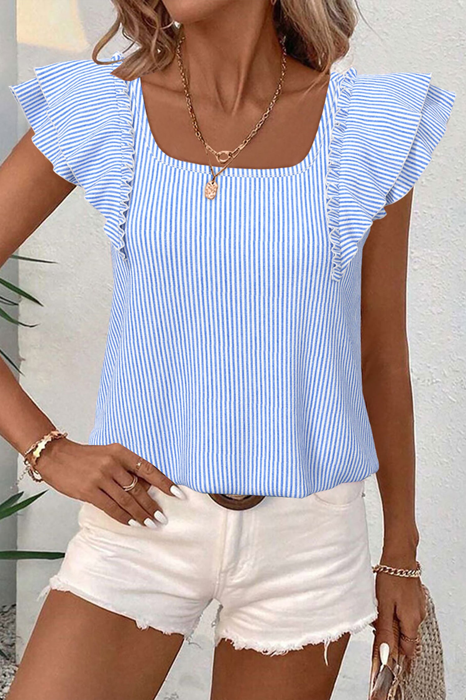 Sky Blue Stripe Blouse