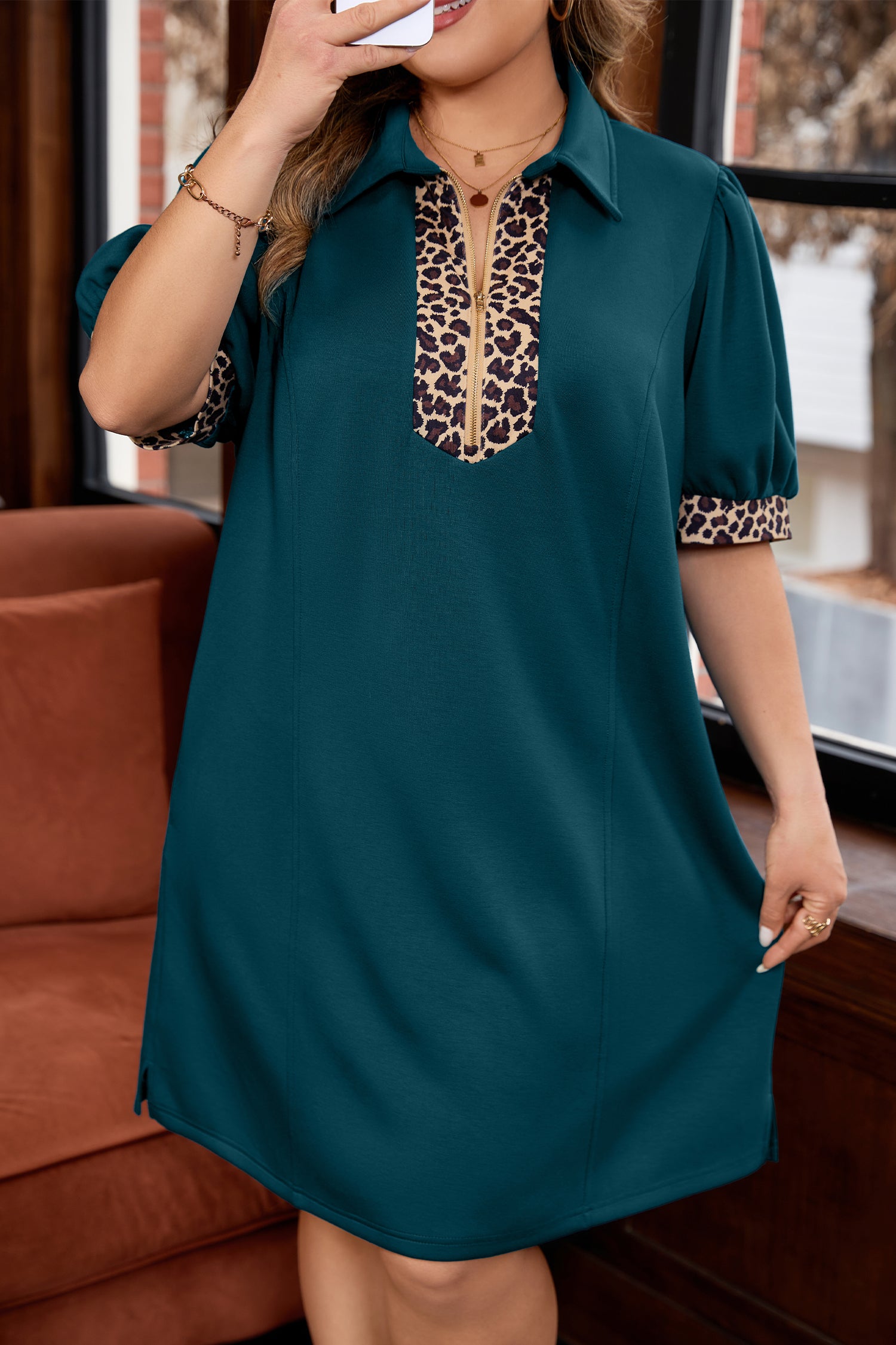 Elegant Leopard Mini Dress