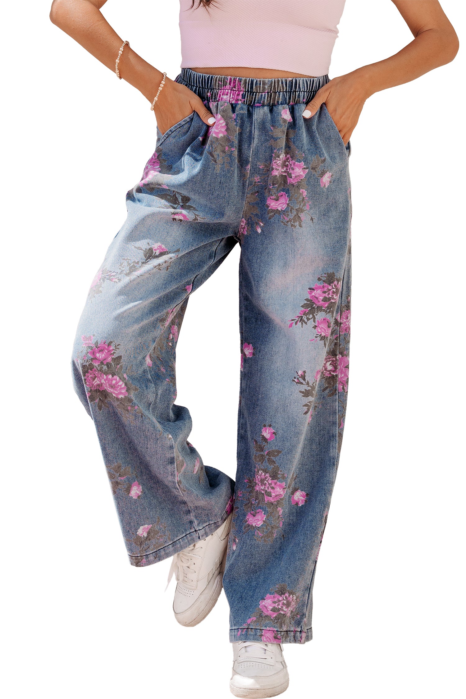 Floral Print Casual Jeans