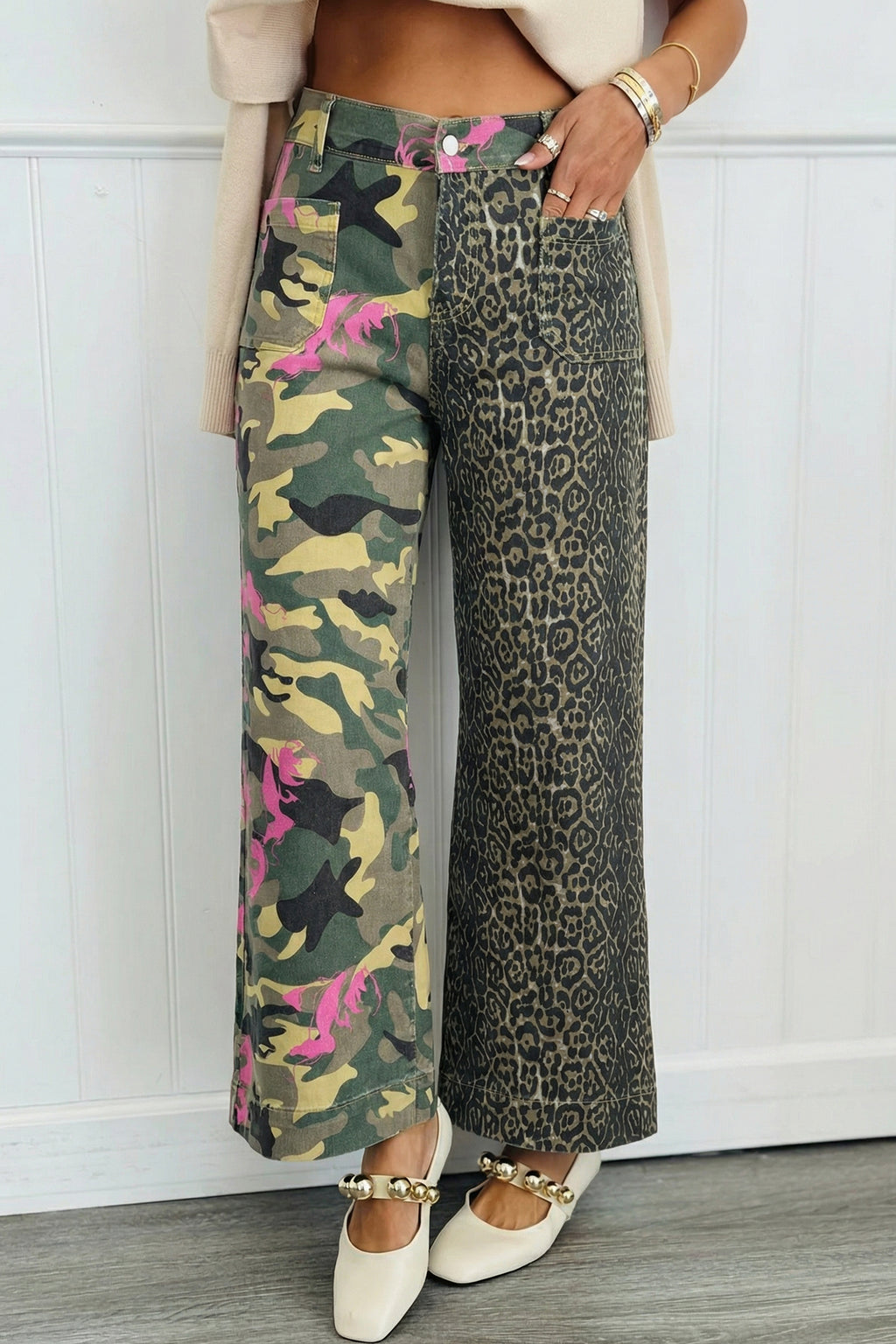 Abstract Camouflage Leopard Jeans