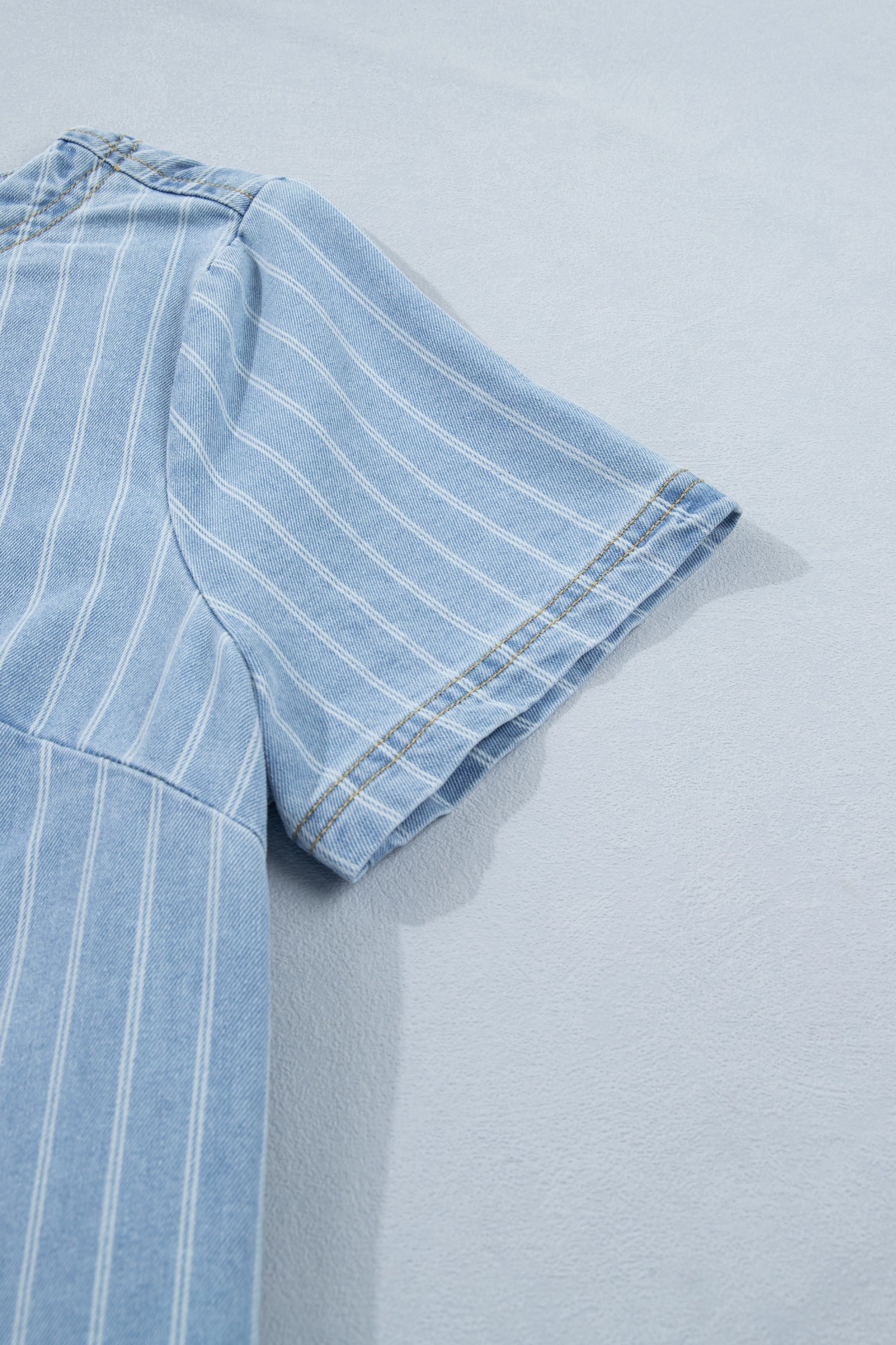 Sky Blue Stripe Denim Mini Dress
