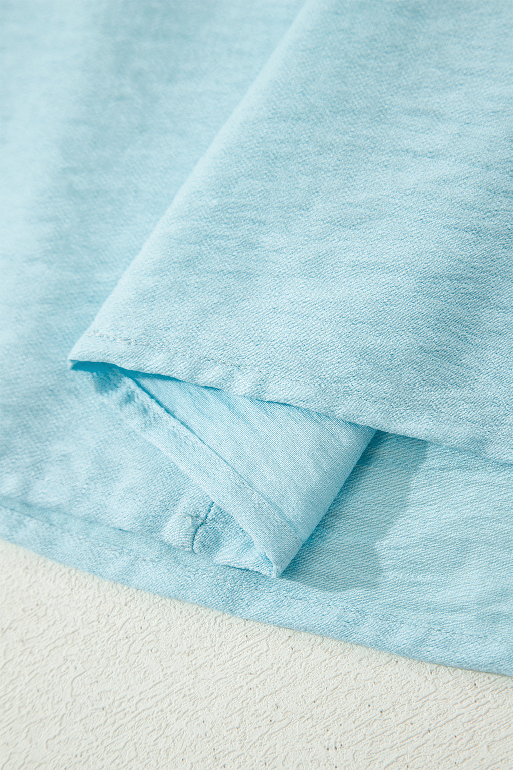 Mist Blue Tie Half Sleeve Pleated Detail Babydoll Blouse