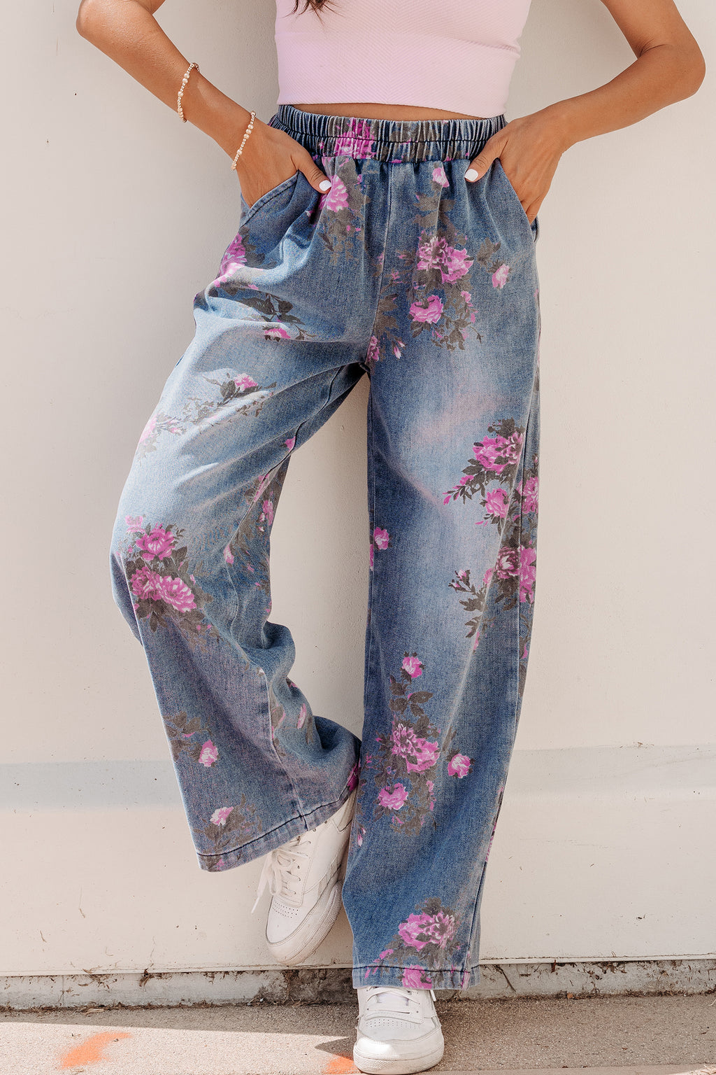 Floral Print Casual Jeans