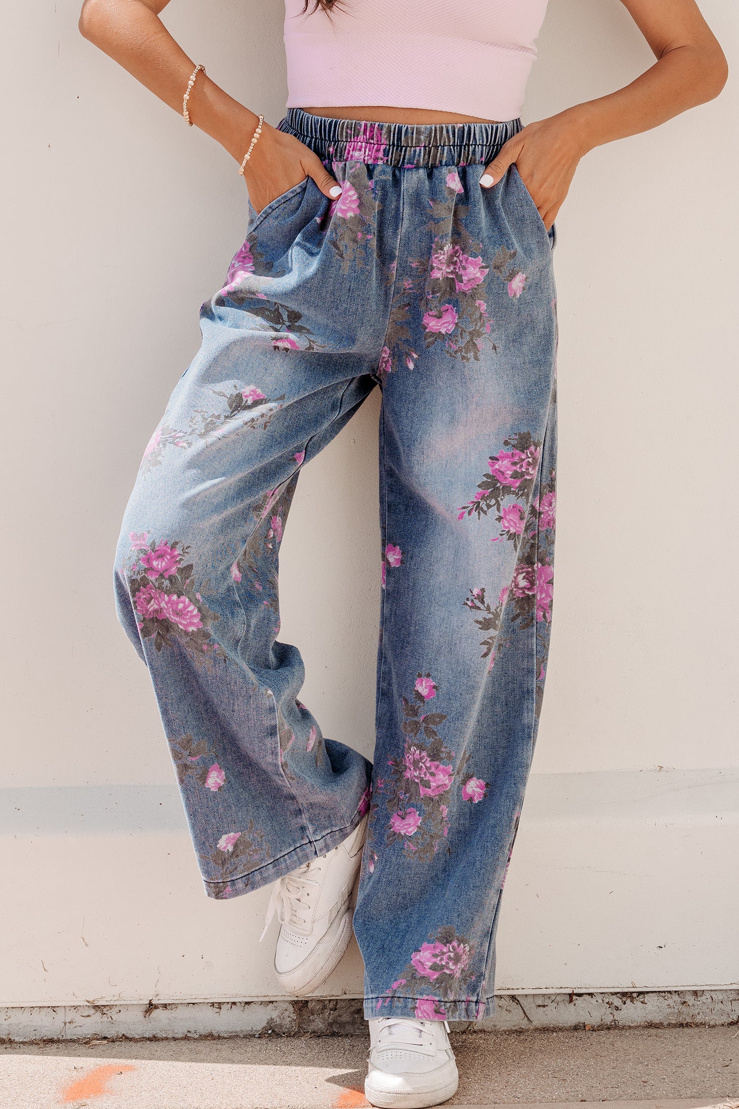 Floral Print Casual Jeans