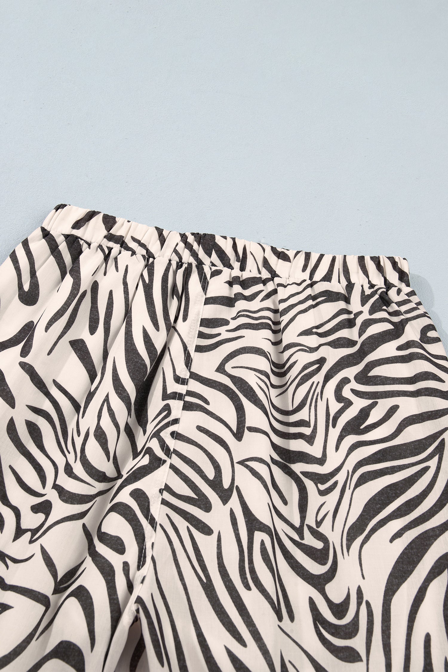 Multicolour Western Print Zebra Pattern Elastic Waist Pocket Full-Length Pants