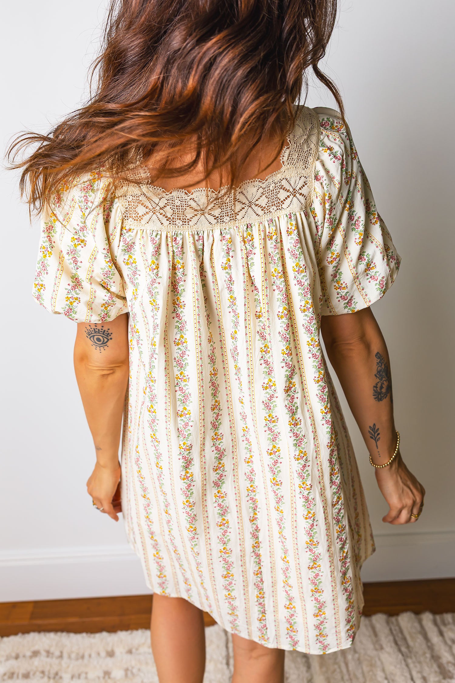 Floral Print Square Neck Mini Dress