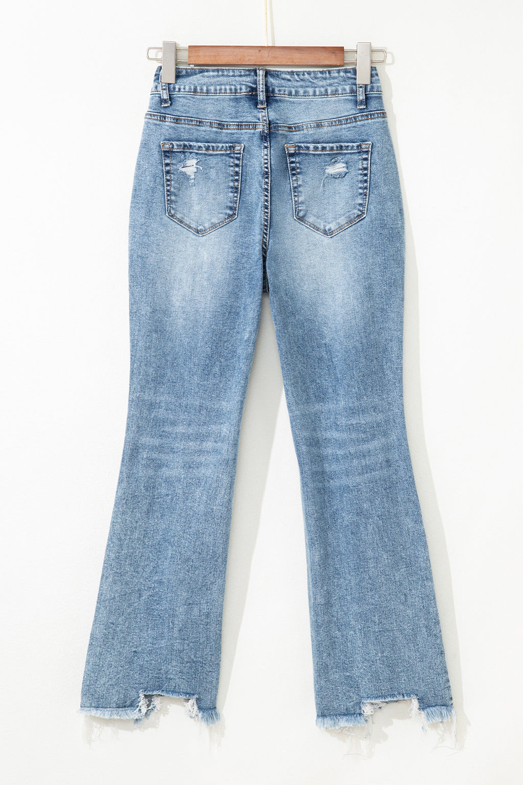 Ripped Open Knee Fit Flare Jeans