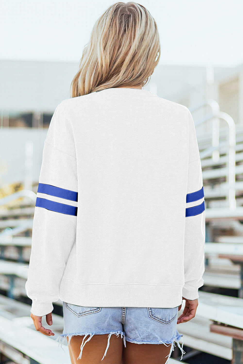 Orange Varsity Striped Detail Drop Shoulder Oversized Sweatshirt