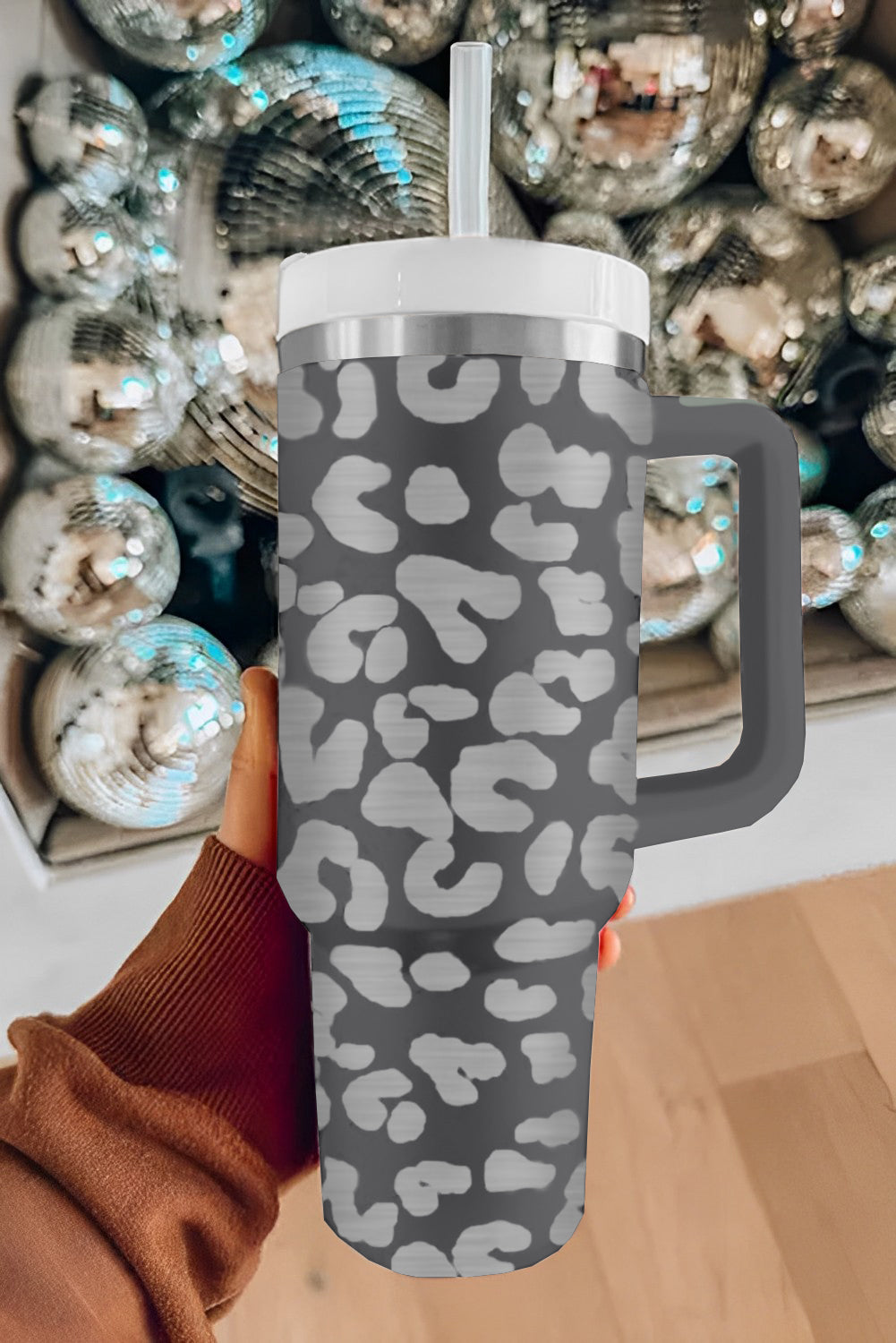 Gray Leopard Tumbler 40oz