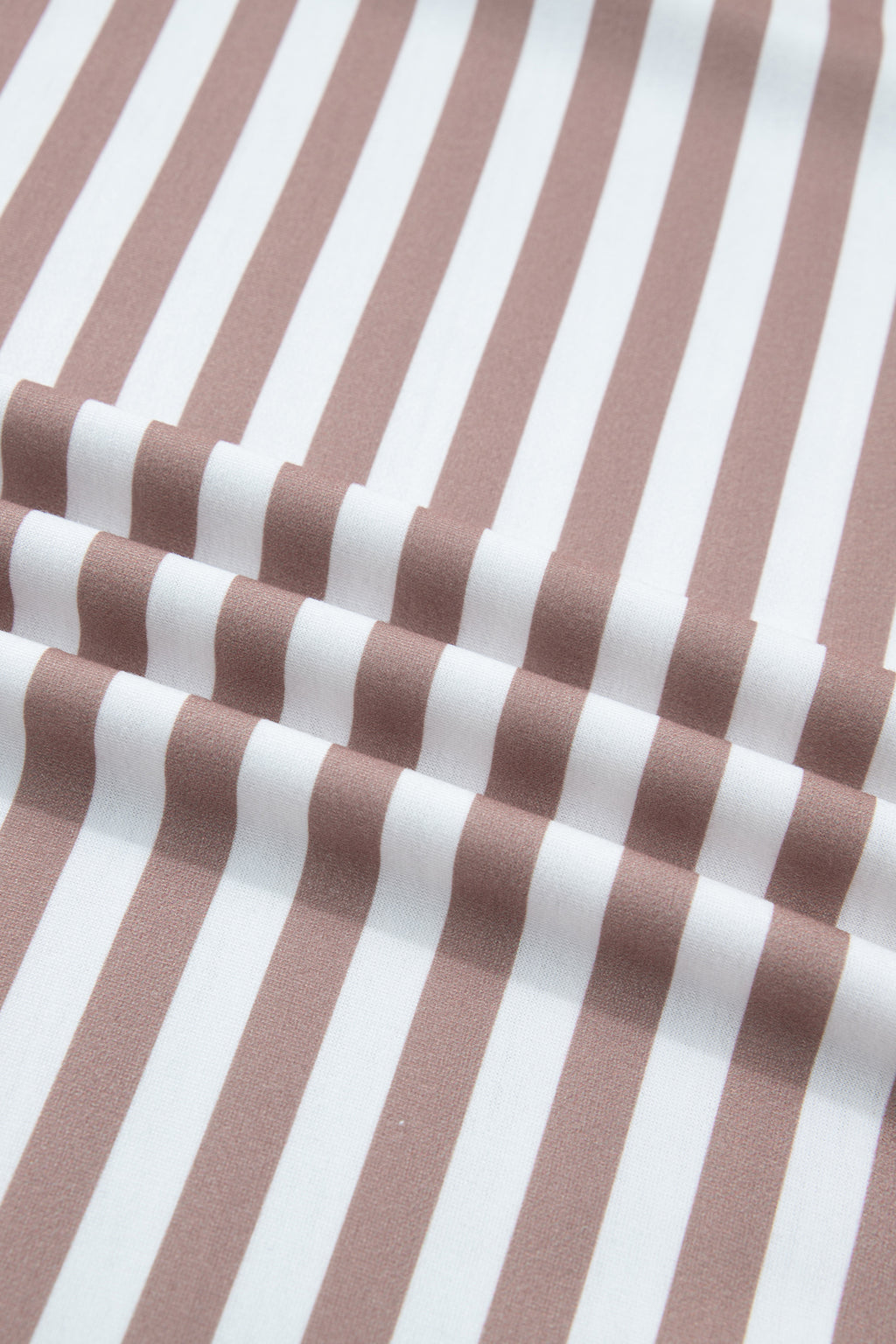 Orange Stripe Ribbed Trim Round Neck Short Puff Sleeve Plus T Shirt