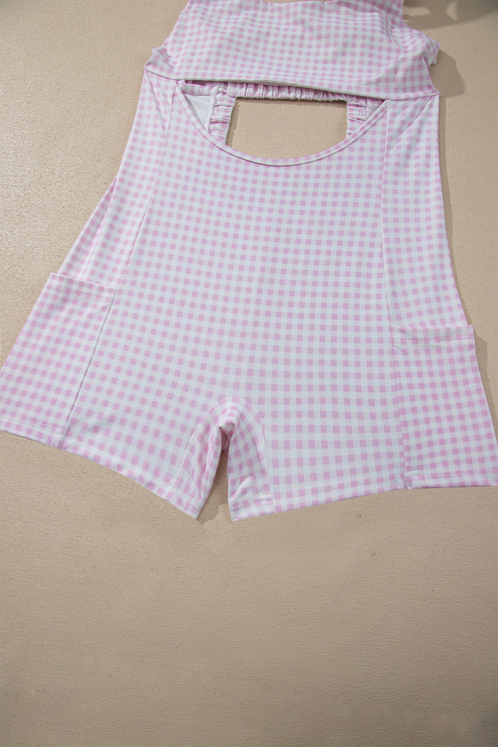 White Faux Two Piece Gingham Contrast Patchwork Loose Mini Dress