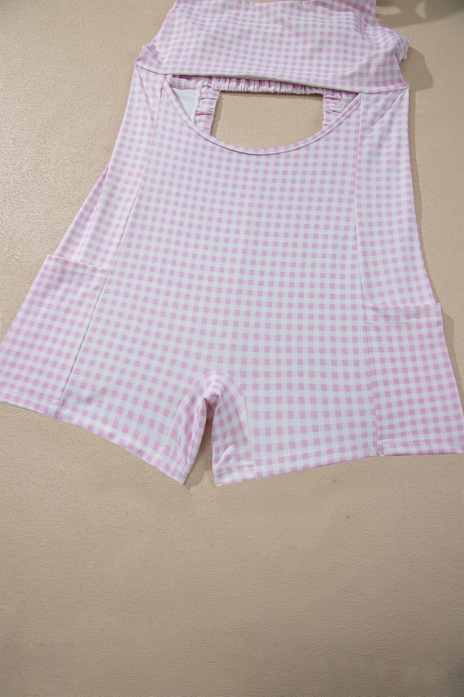 White Faux Two Piece Gingham Contrast Patchwork Loose Mini Dress