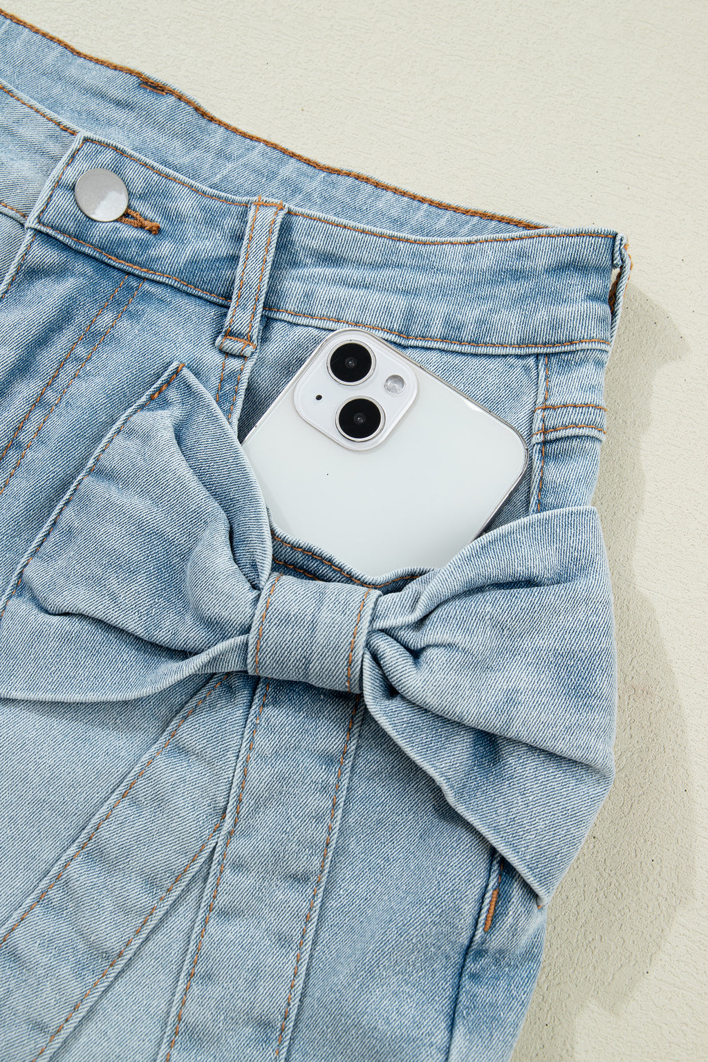 Bow Detail Denim Shorts