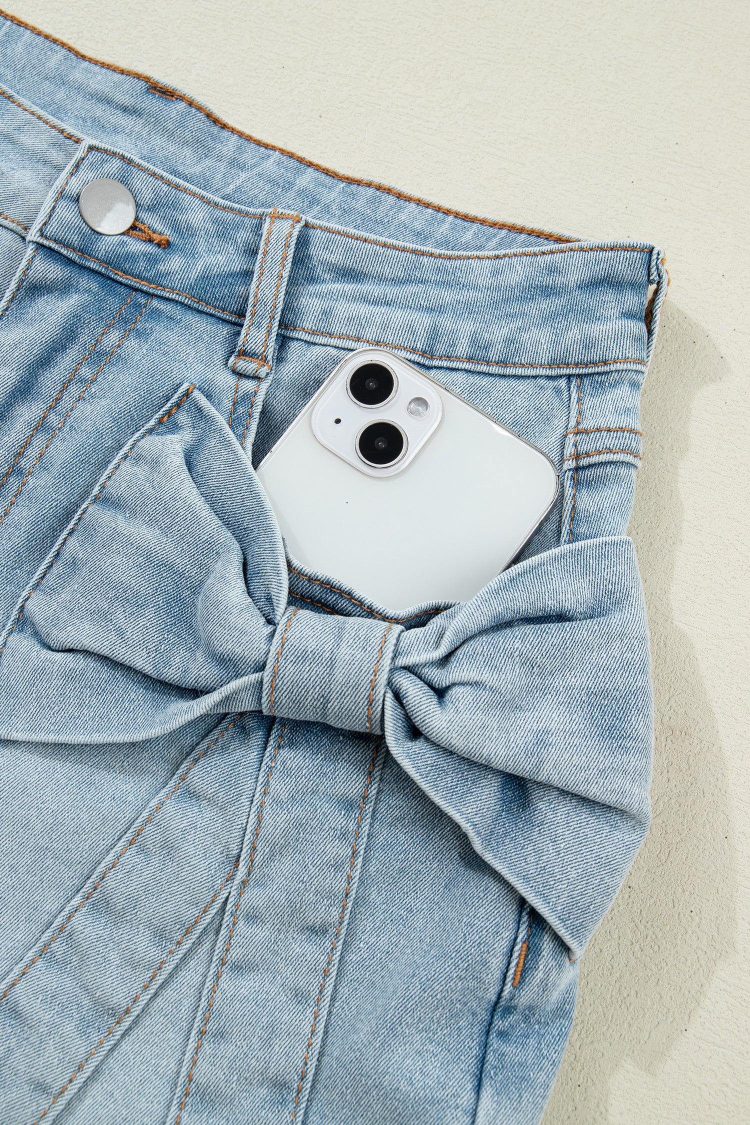 Bow Detail Denim Shorts