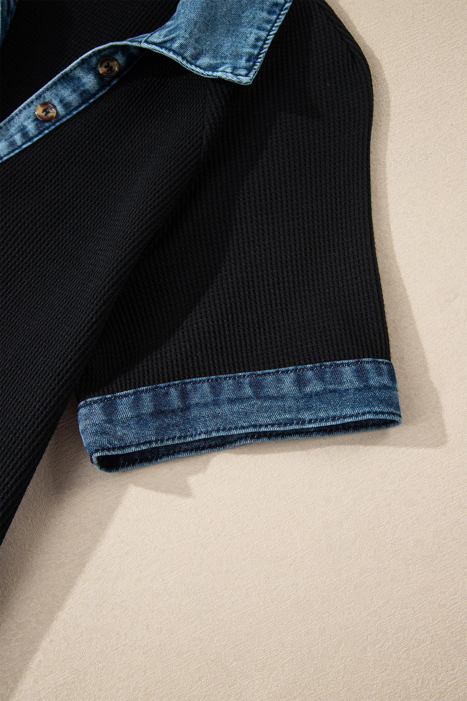 Waffle Knit Denim Polo Tee Dress