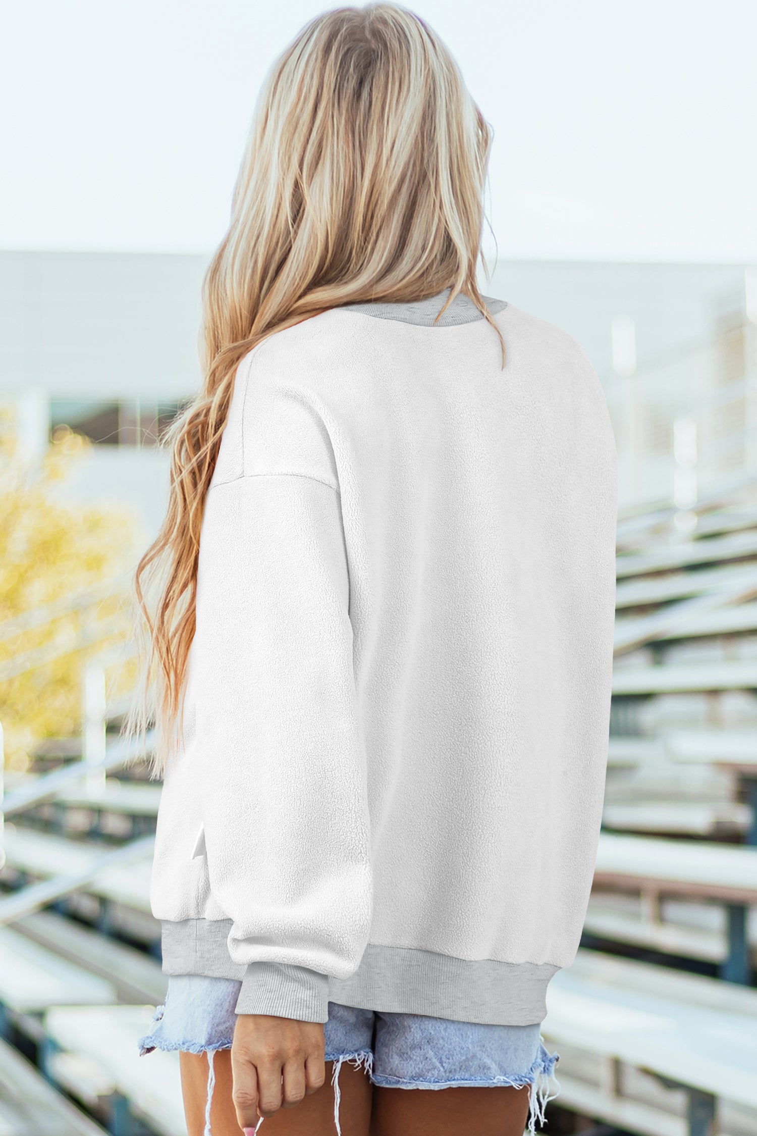Red Dahlia Oversize Drop Shoulder Reversible Mock Neck Sweatshirt