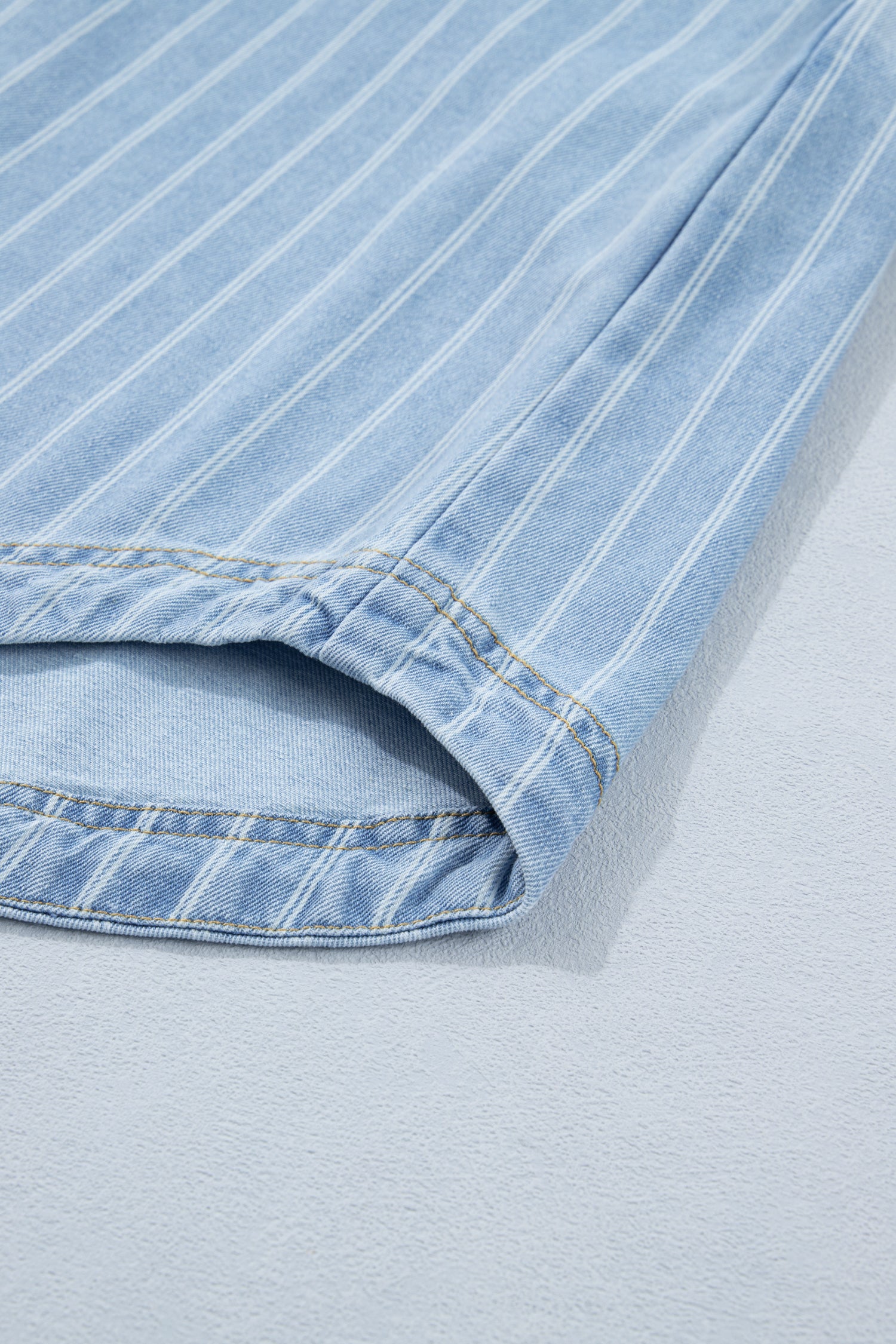Sky Blue Stripe Denim Mini Dress