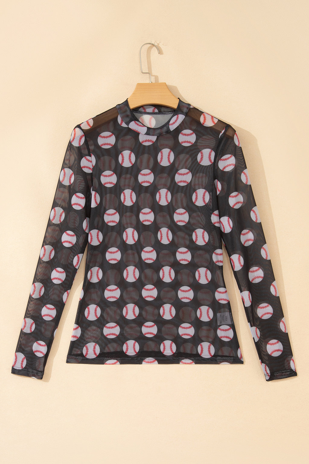 Brown Rugby Game Day Sheer Mesh Long Sleeve Top