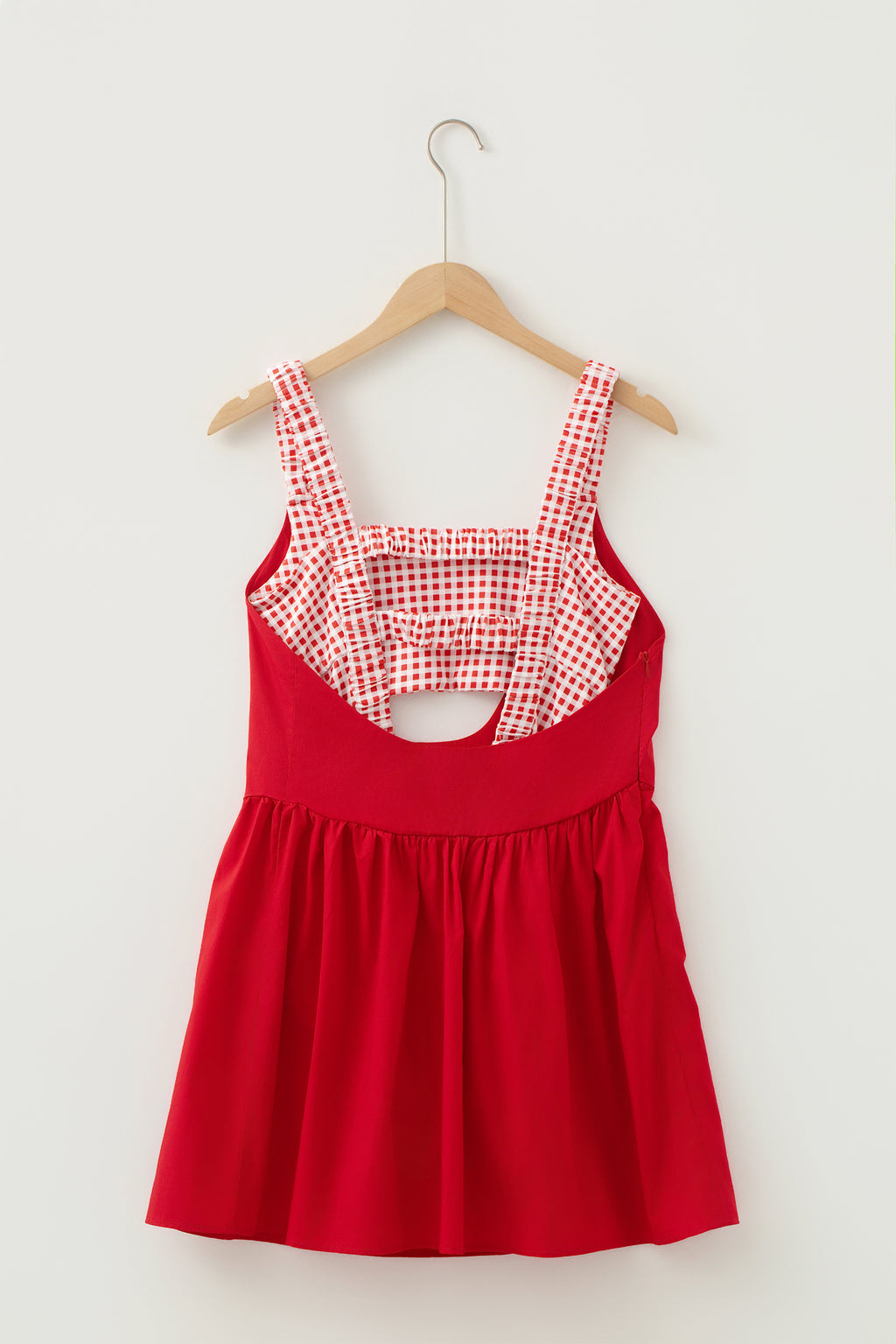 White Faux Two Piece Gingham Contrast Patchwork Loose Mini Dress
