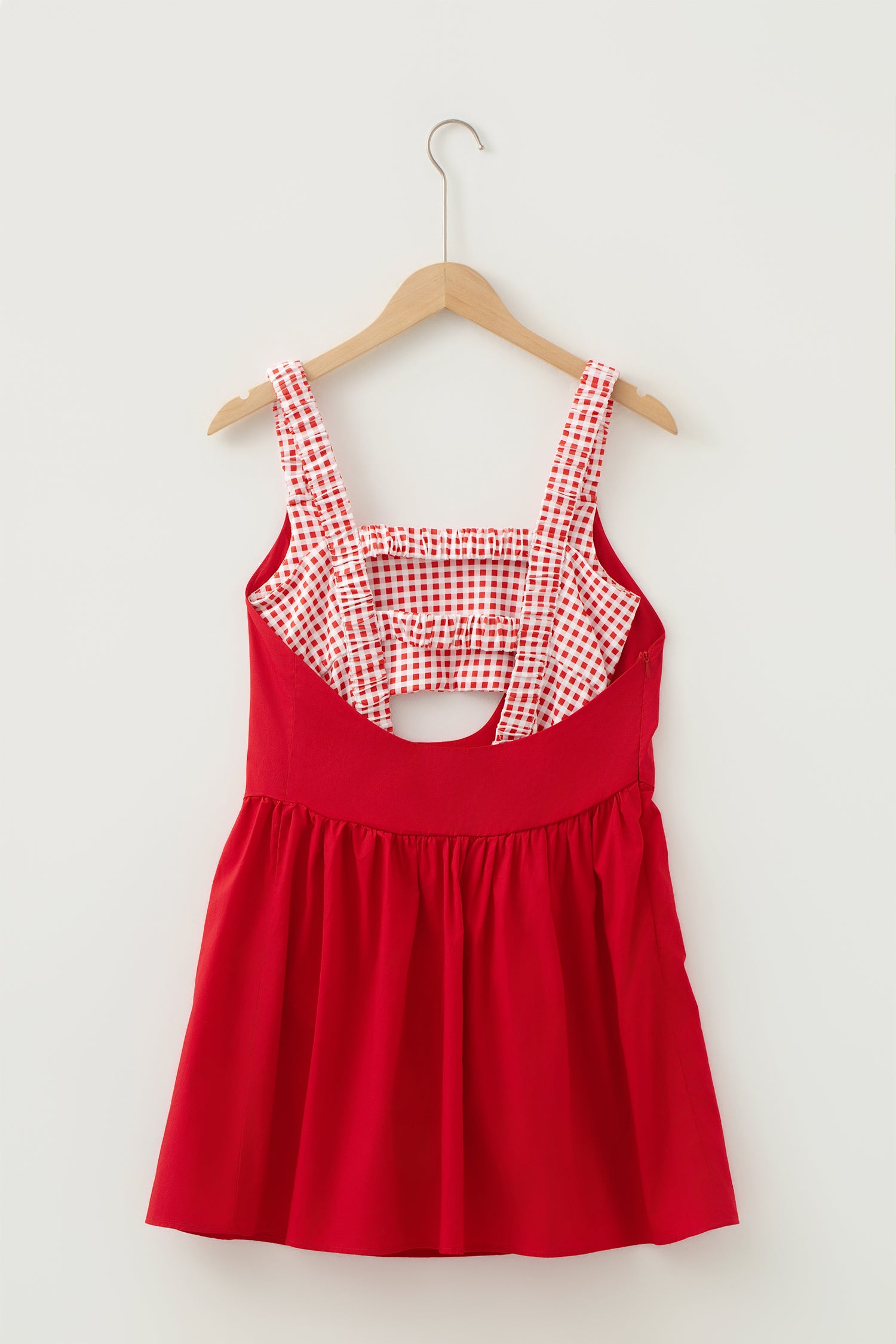 White Faux Two Piece Gingham Contrast Patchwork Loose Mini Dress