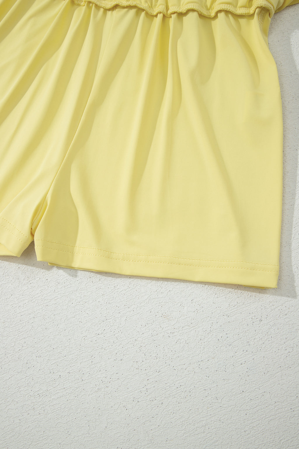 Yellow Cream Drawstring Elastic Waistband Lined Tennis Skorts
