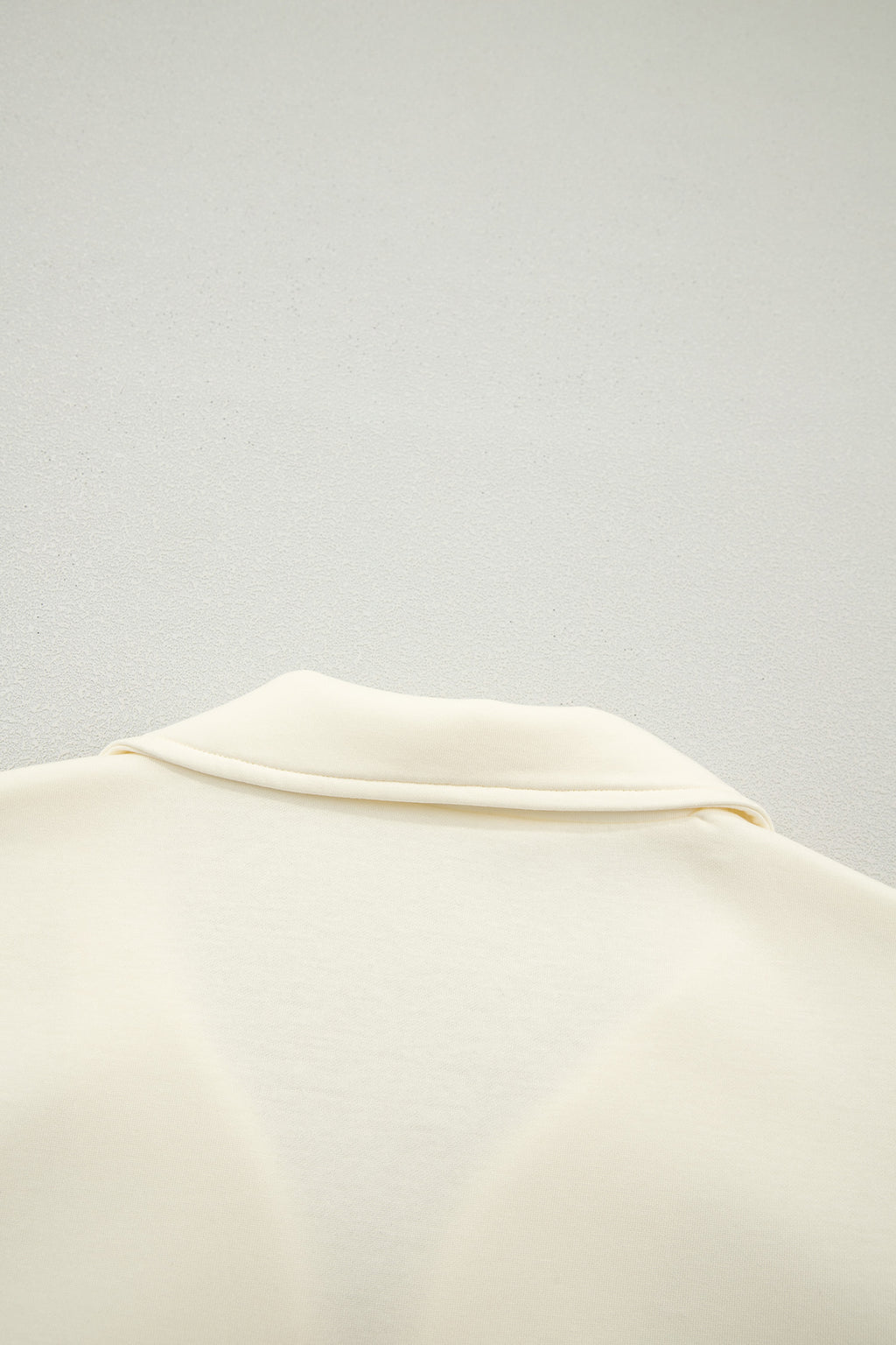 Beige Collared Ruffled Short Sleeve Blouse