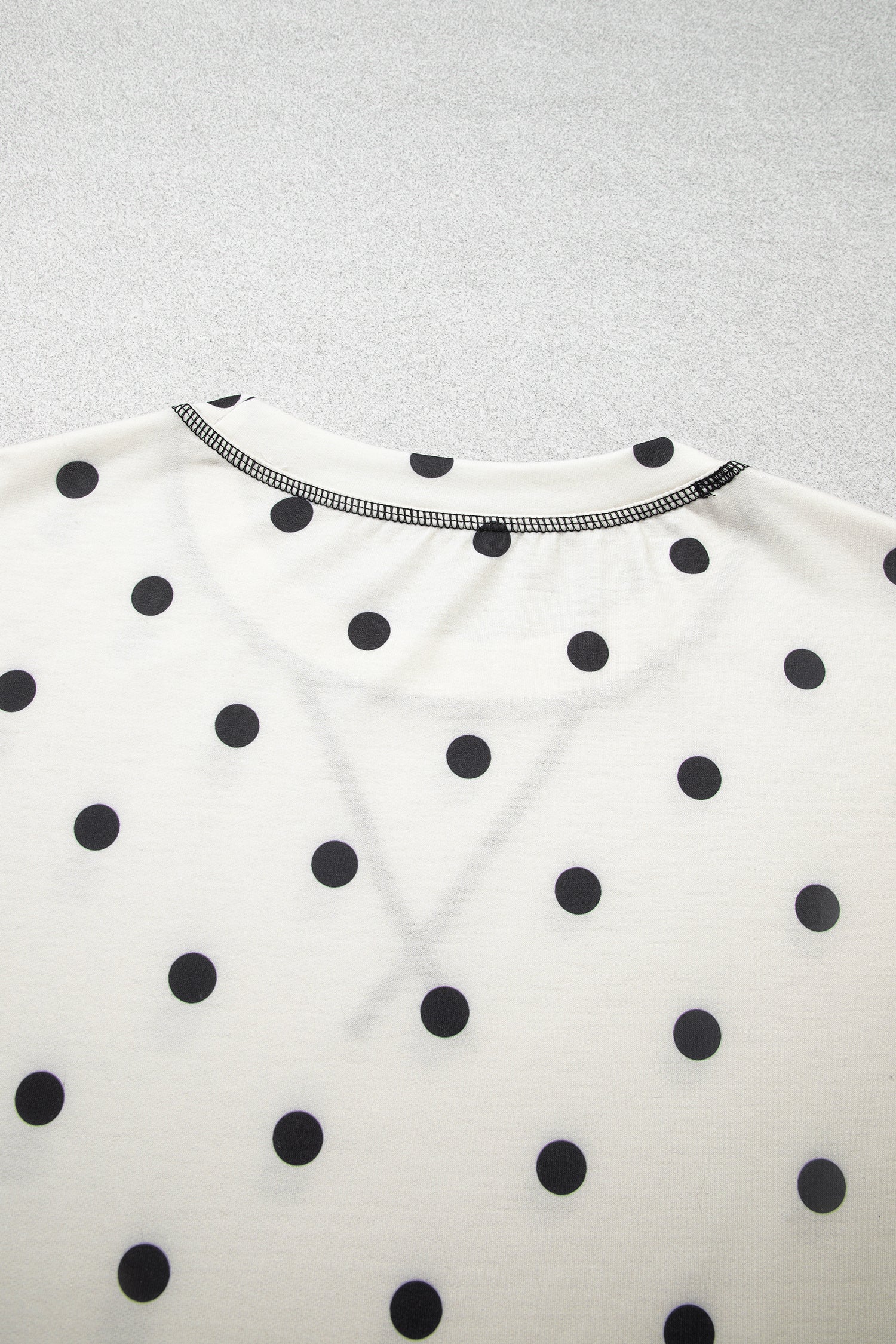 Beige Polka Dot Half Sleeve Loose Top Elastic Waist Casual Pants Set