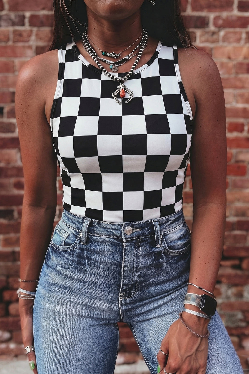 Checkerboard Slim Tank Top