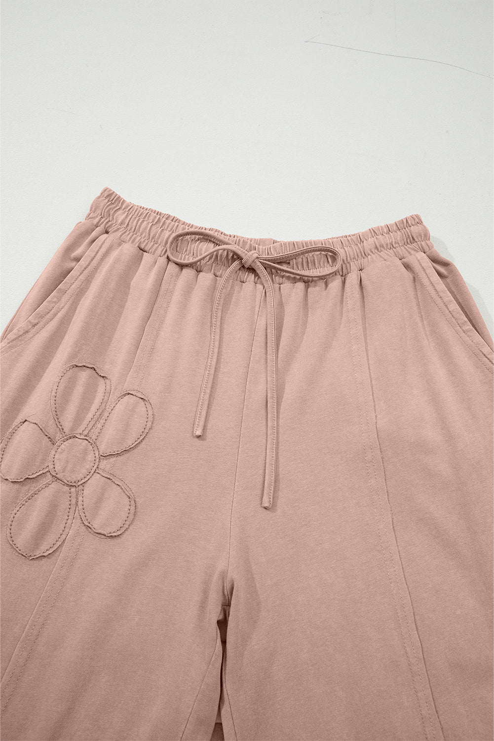 Terry Knit Cropped Wide Leg Pants