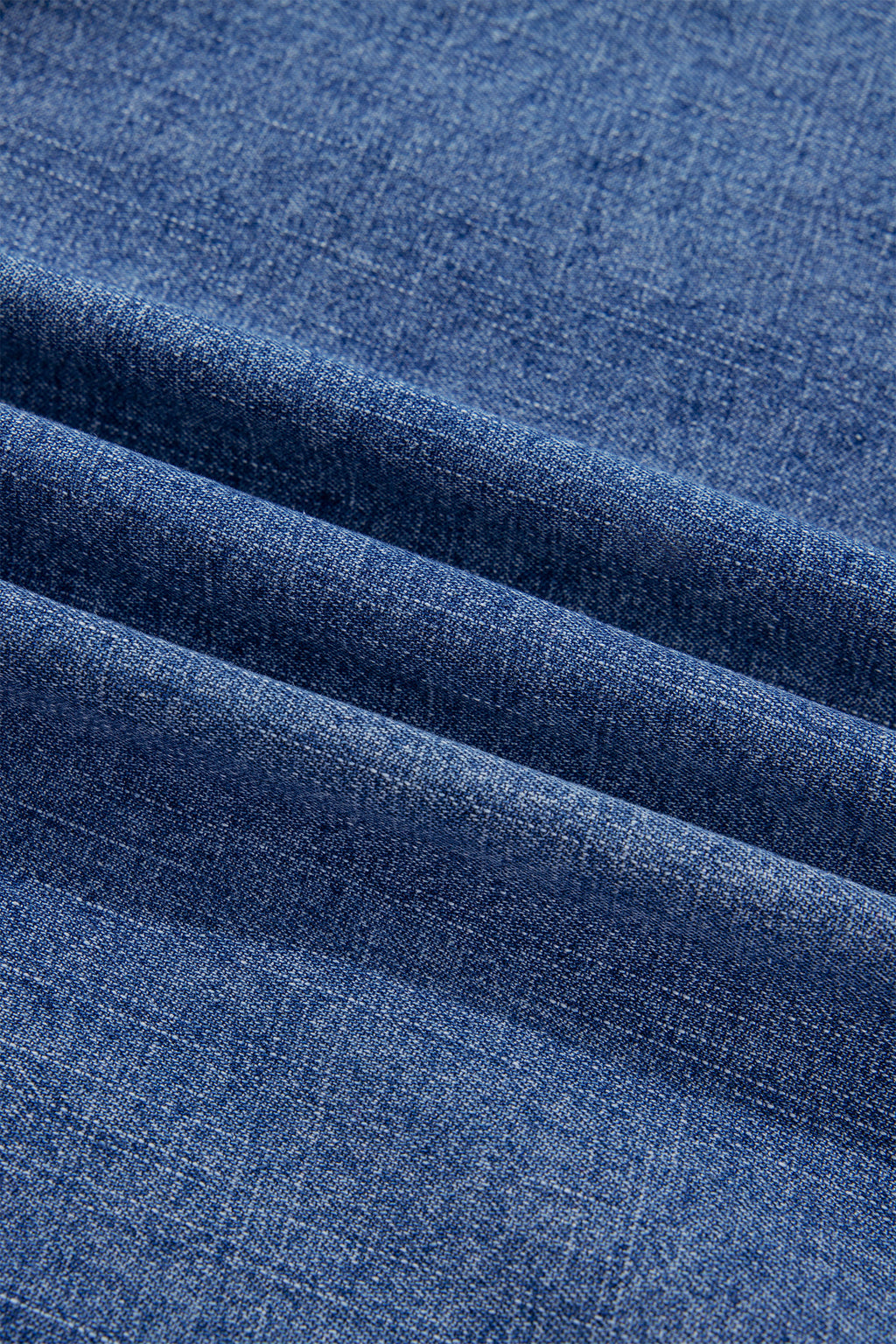 Dusk Blue Three Quarter Sleeve Button Front Loose Denim Shirt