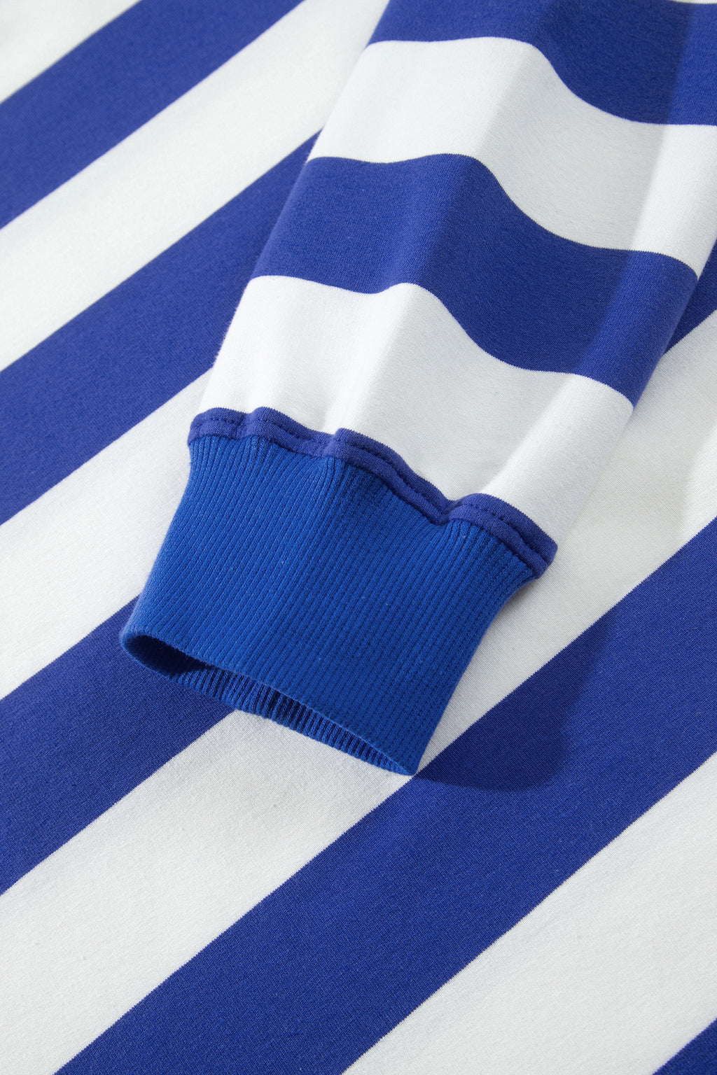 Blue Stripe Colorblock Mock Neck Relaxed Sweatshirt