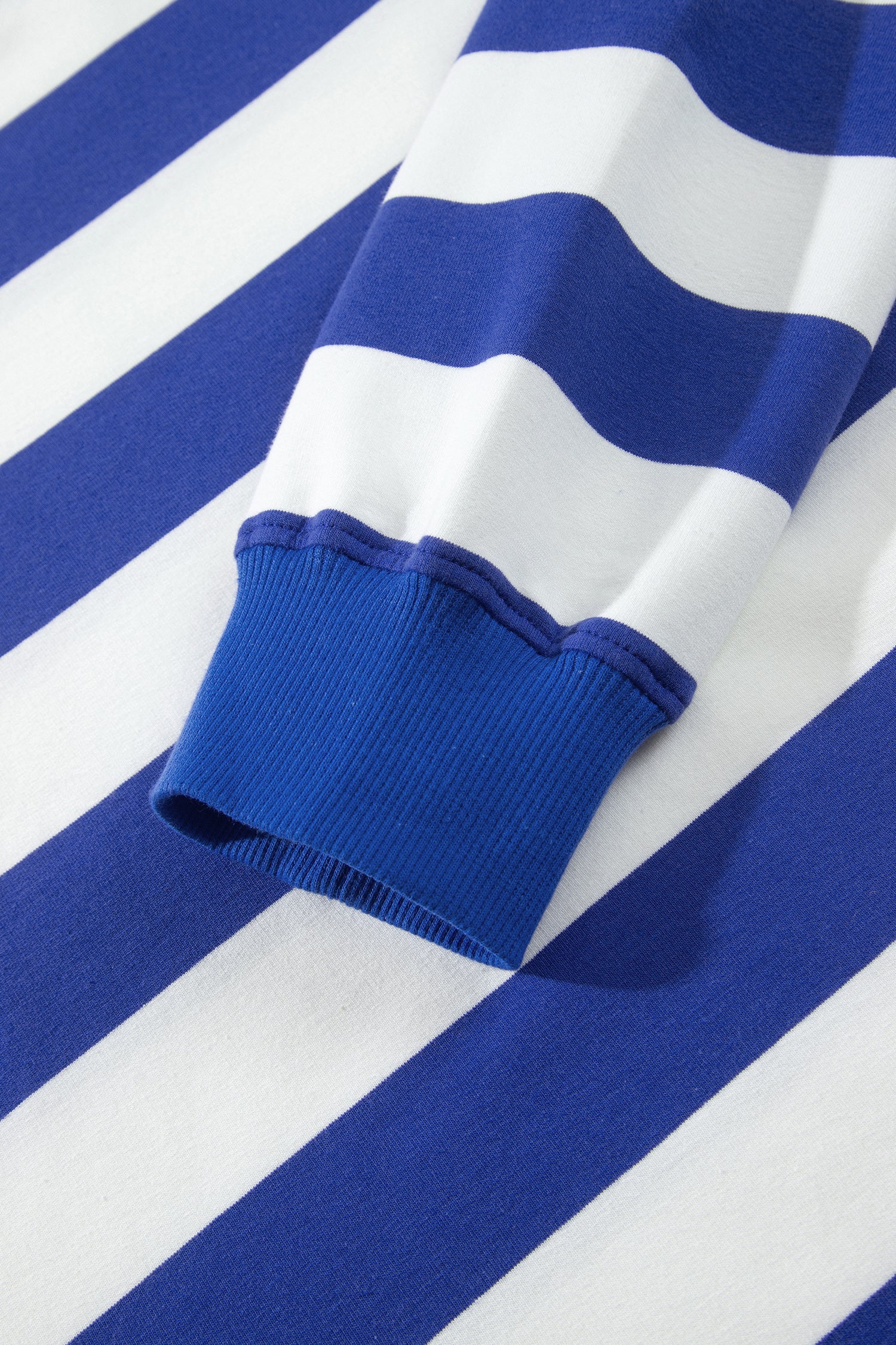 Blue Stripe Colorblock Mock Neck Relaxed Sweatshirt