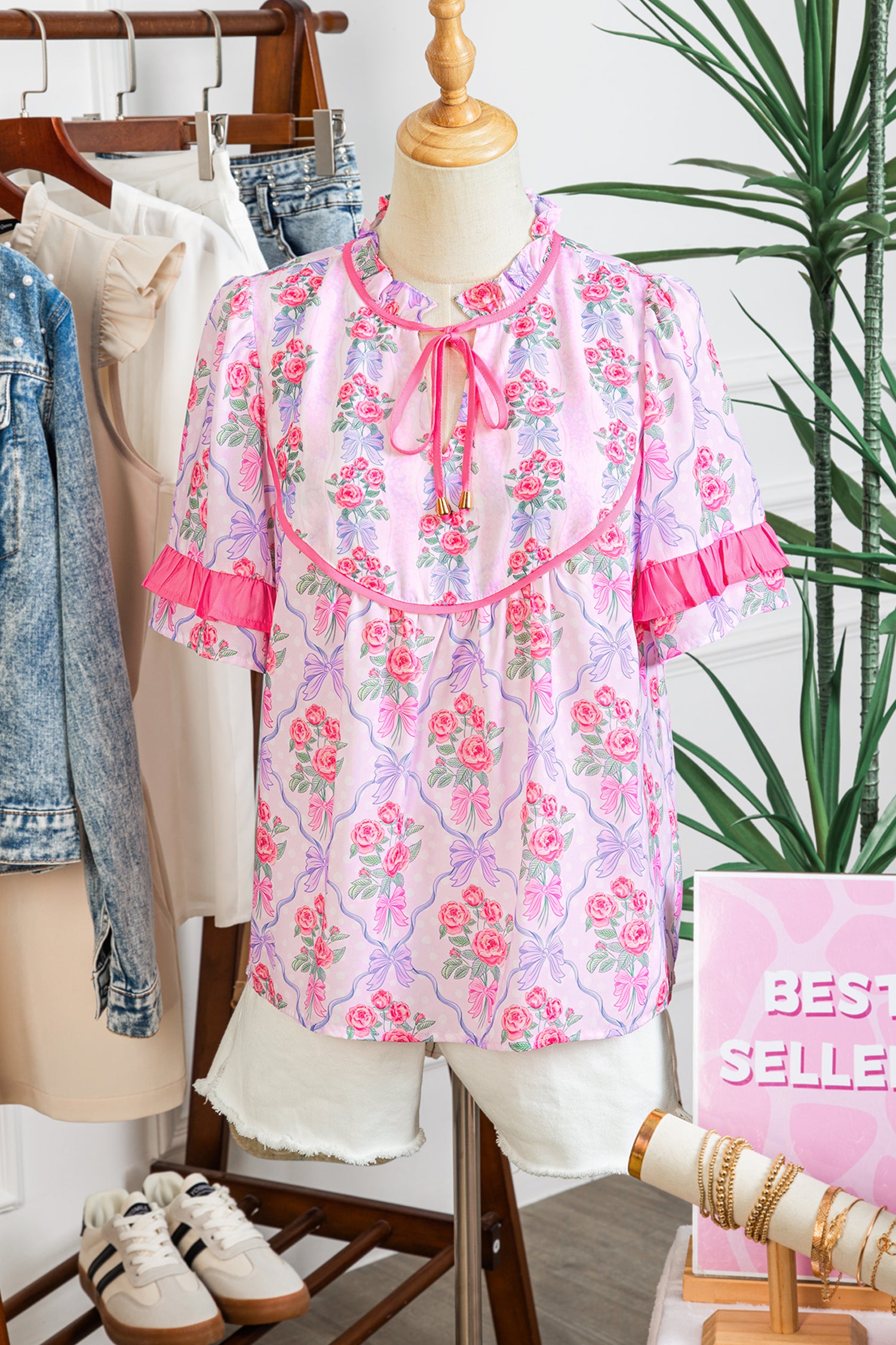 Blooming Floral Bow Blouse