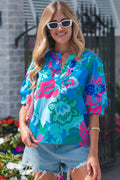 Sky Blue Floral Blouse