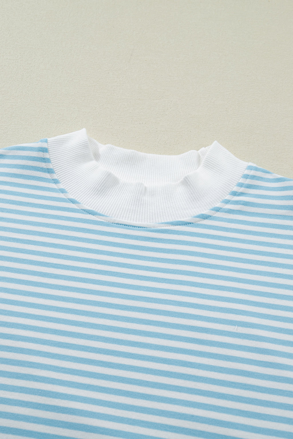 Sky Blue Stripe Casual 2pcs Short Set
